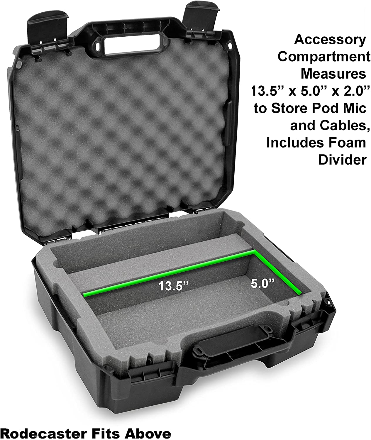 CASEMATIX Heavy Duty Podcast Equipment Carrying Case for RodeCaster Pro, Microphones & Audio Mixers - Perfect for Studio Recording, Live Streaming & Travel Protection