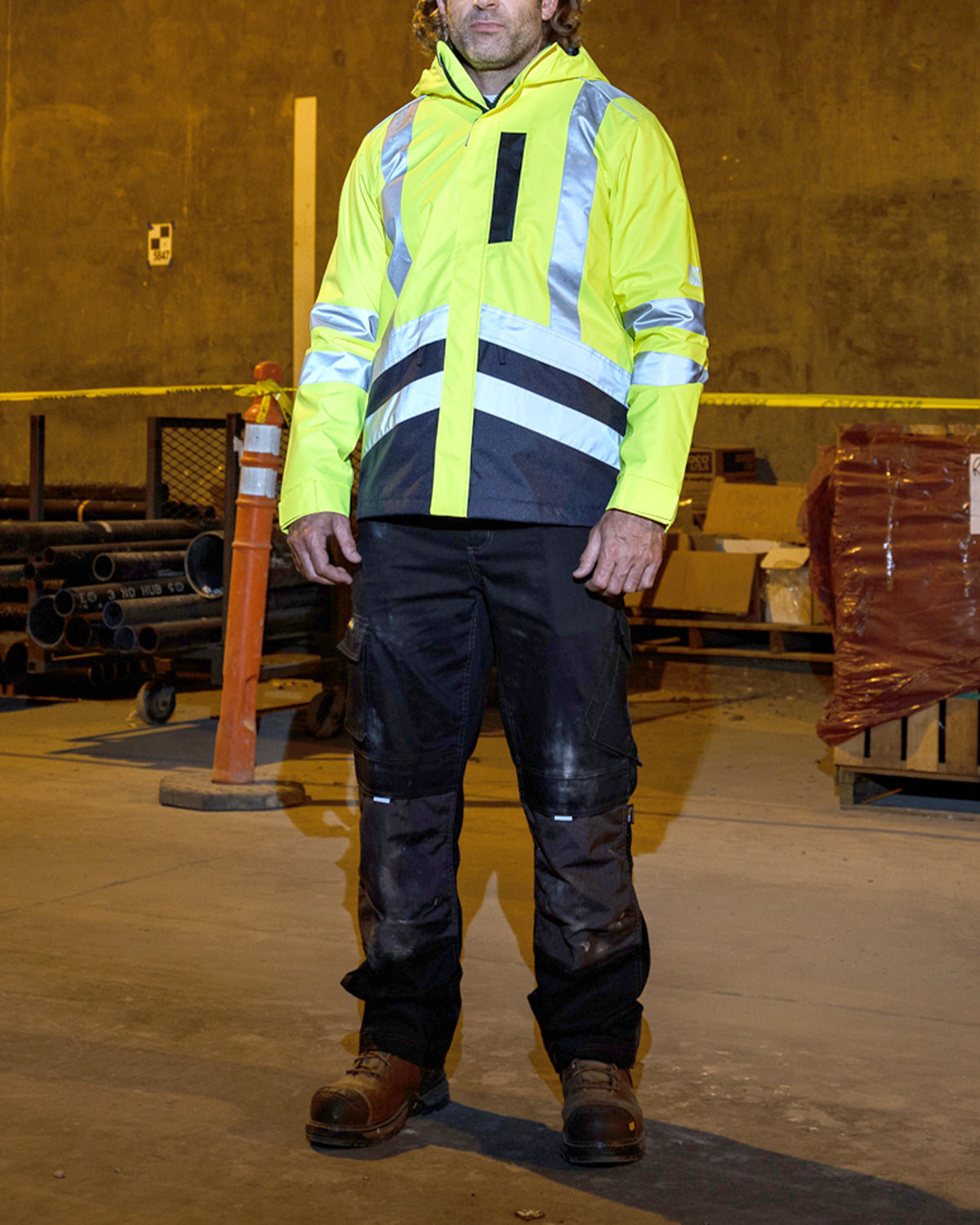 High Visibility Waterproof Rain Jacket for Men - Reflective Safety Jacket for Outdoor Work, Cycling & Running in Heavy Rain