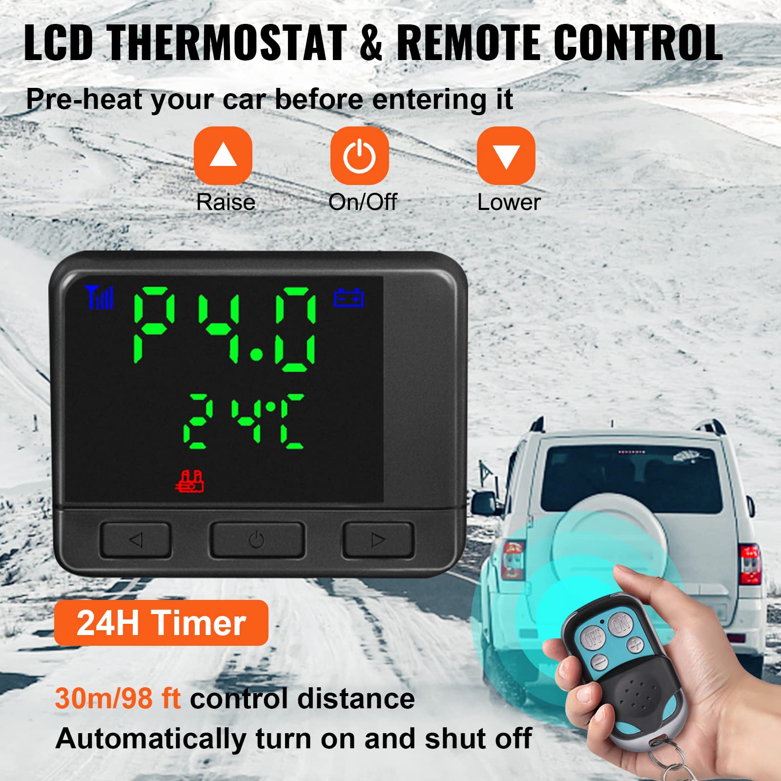 VEVOR 8KW Diesel Air Heater - 12V All-in-One Truck Heater with LCD Display & Remote Control - Fast Heating for RV, Boat, Bus, Trailer, Motorhome - Perfect for Winter Camping & Off-Grid Living