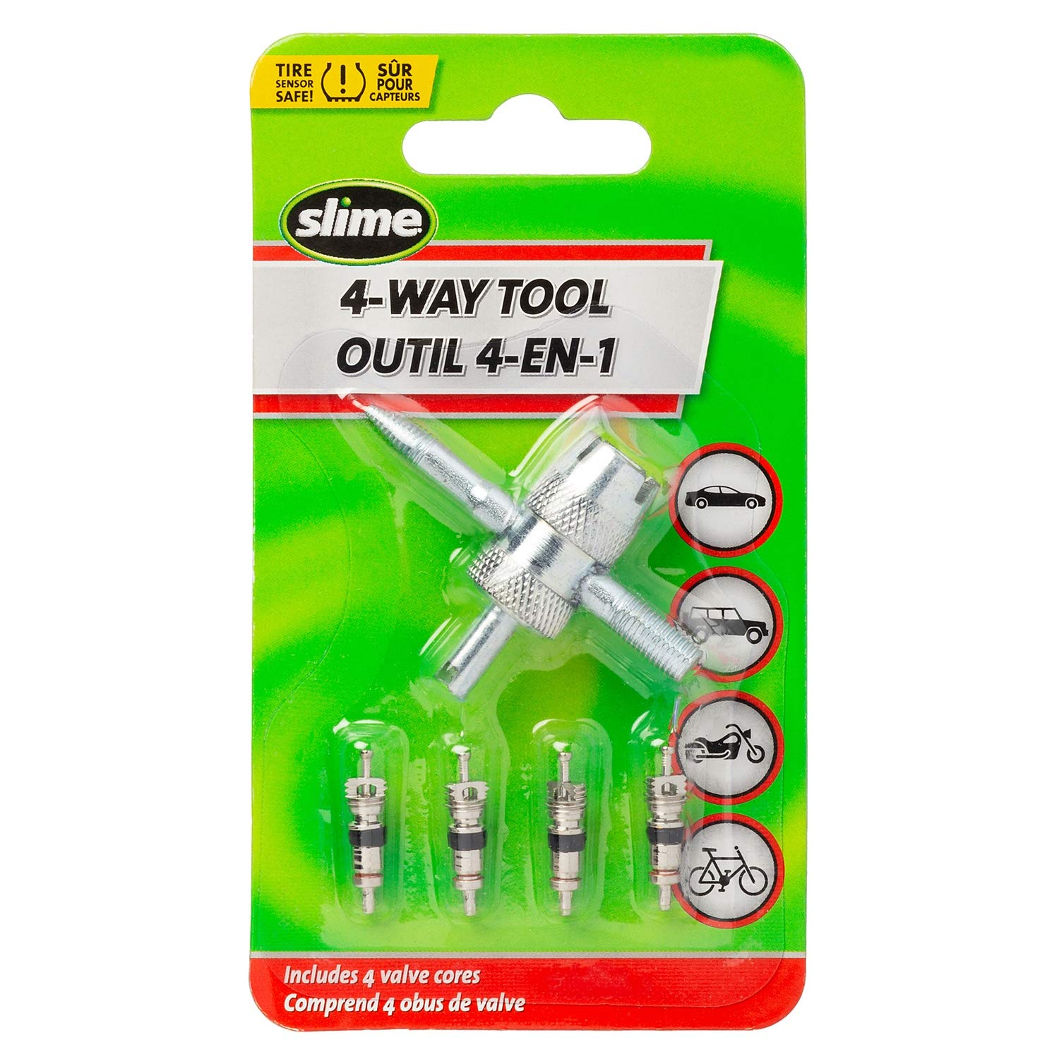 4-Way Slime Valve Tool for Tires - Easy Tire Inflation & Deflation for Bikes, Cars, and Motorcycles - Perfect for Roadside Emergencies & DIY Maintenance
