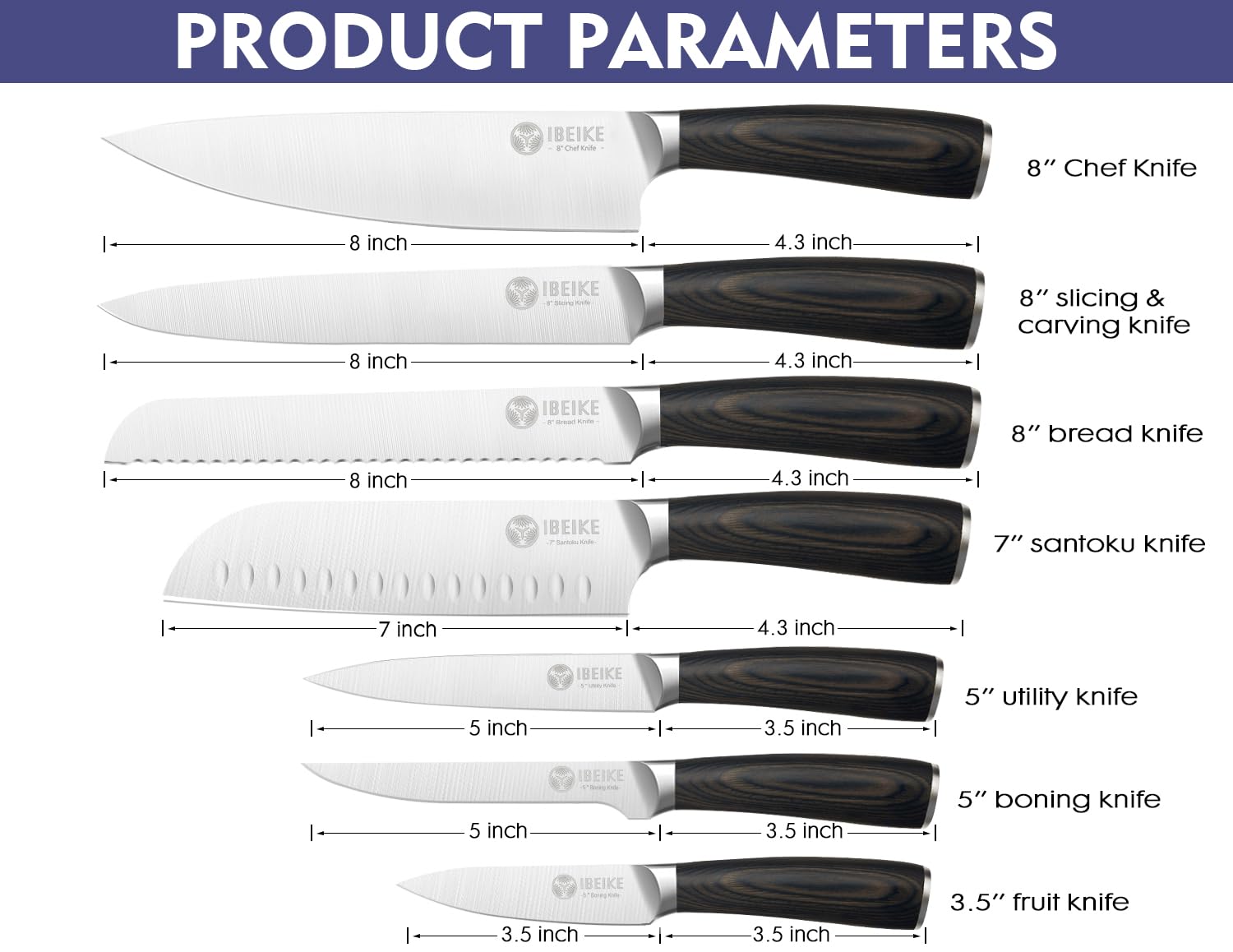 7-Piece Professional Chef Knife Set - High Carbon Stainless Steel Japanese-Style Kitchen Knives with Red Pakkawood Handle, Full-Tang Ergonomic Design - Perfect for Home Chefs, Restaurant Cooking & Culinary Gifts