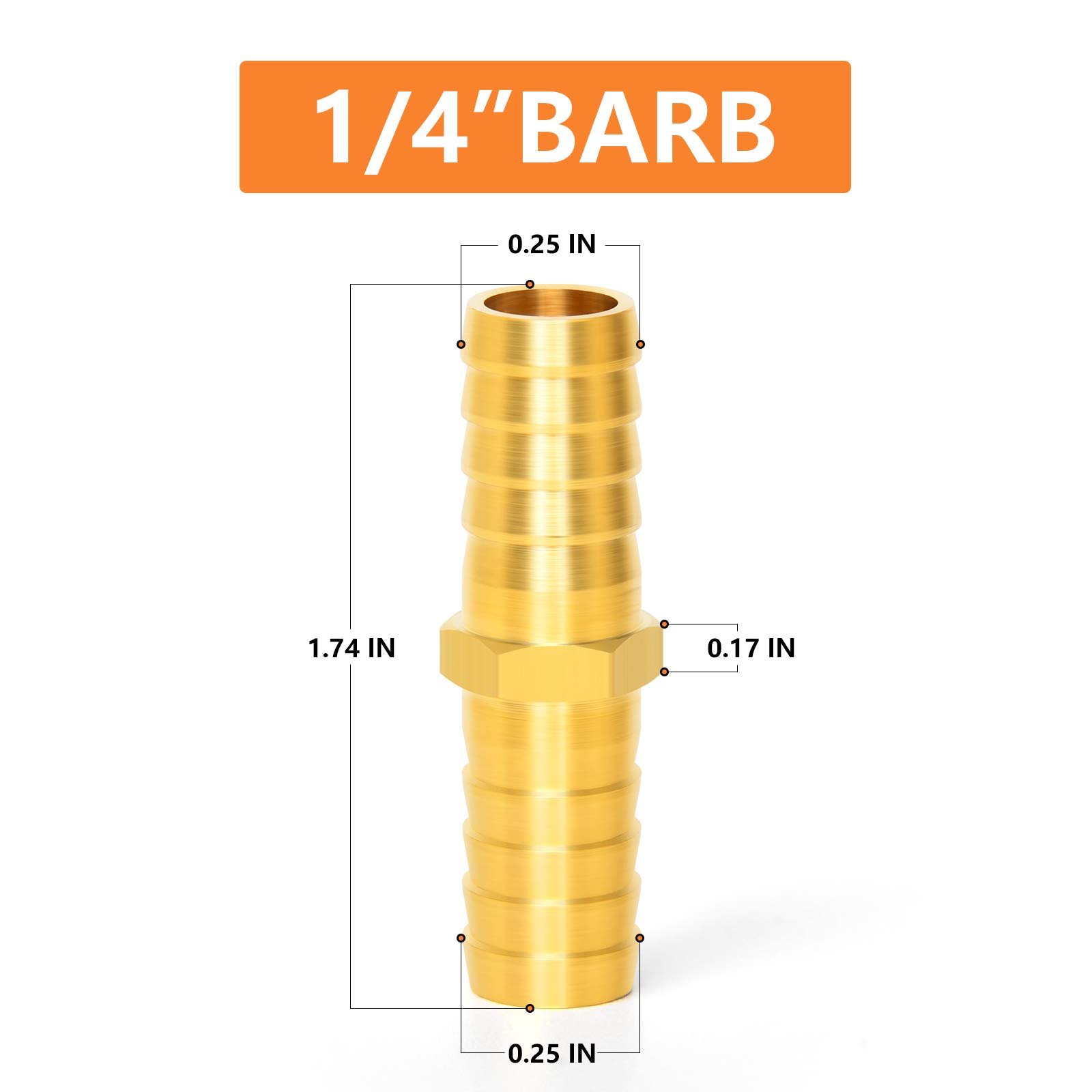 10-Piece Brass Hose Barb Reducer Fittings 1/4