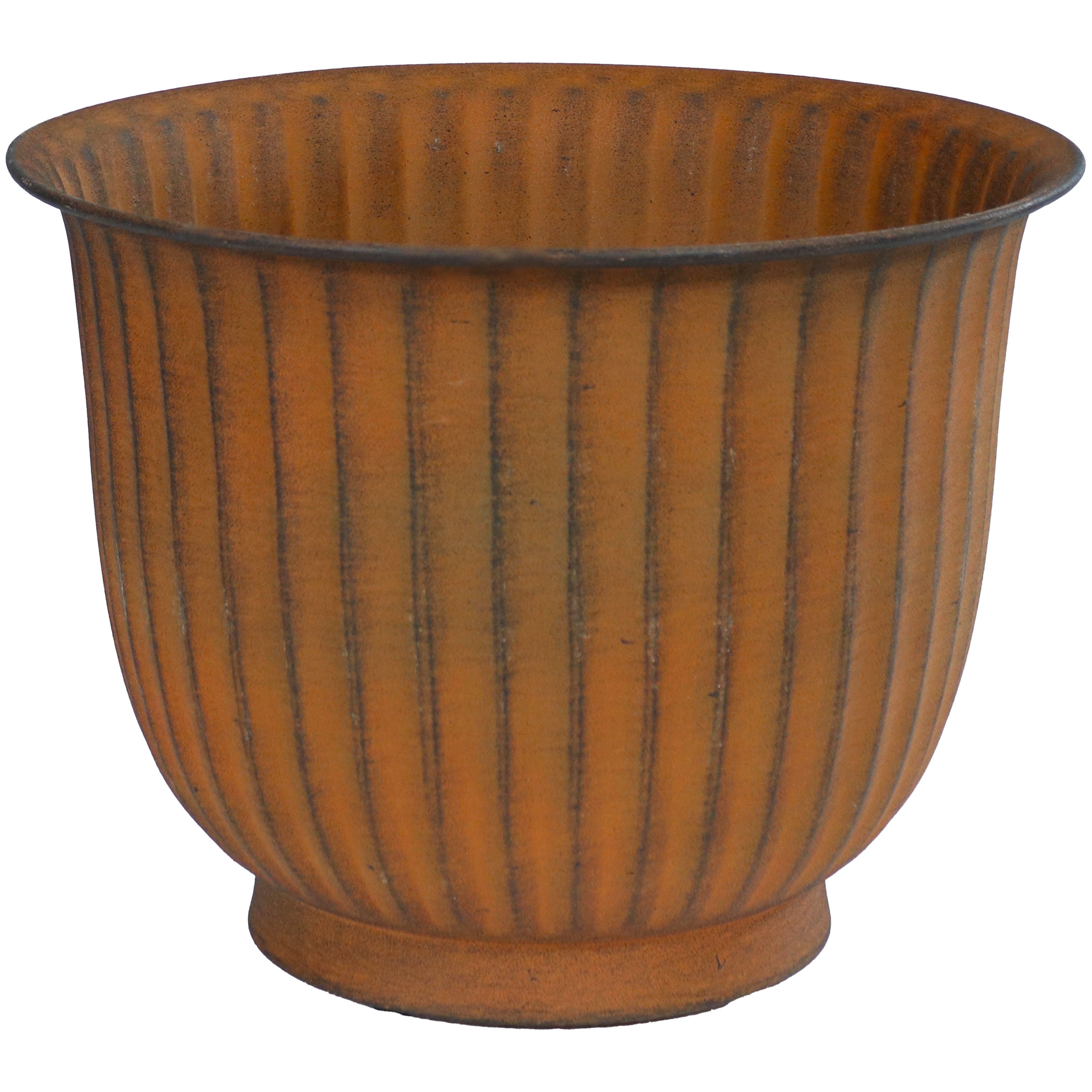 Sunnydaze Carlotta Metal Outdoor Plant Pots - 14.75 Inch Decorative Garden Planter for Patio, Balcony & Backyard - Rust-Resistant & Durable Design