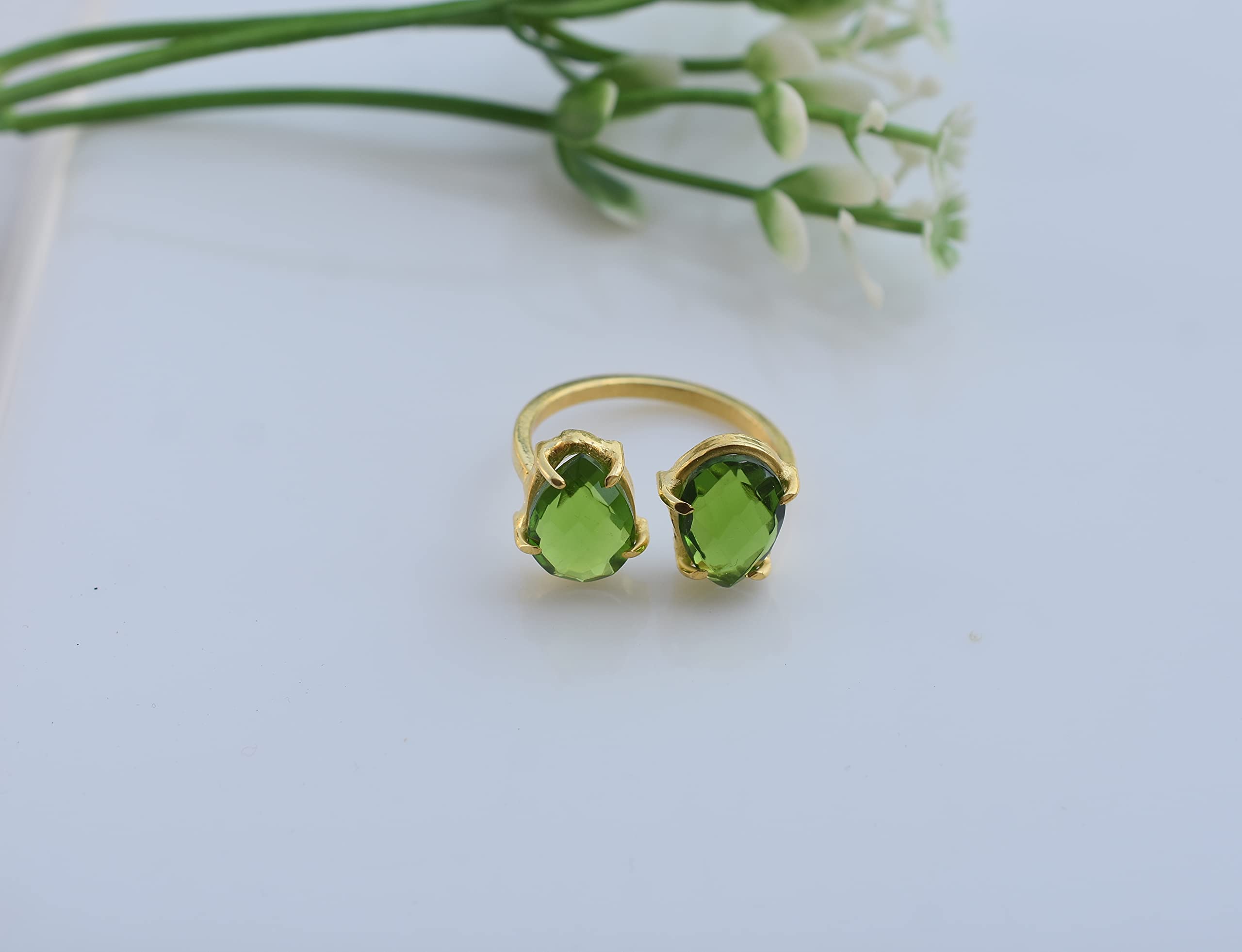 Veracity Jewelry 18K Gold Plated Peridot Rings for Women - Handmade August Birthstone Jewelry with Green Gemstone - Elegant Gift for Girls & Mothers (VR-269) | Perfect for Weddings, Anniversaries & Everyday Wear