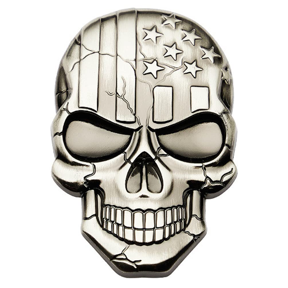 Veemoon 3D Skull Emblem Car Sticker with USA Flag - Metal Decal for Door, Bumper, Trunk & Tailgate - Durable Car & Truck Accessories - Perfect for Customizing Vehicles & Showing Patriotism