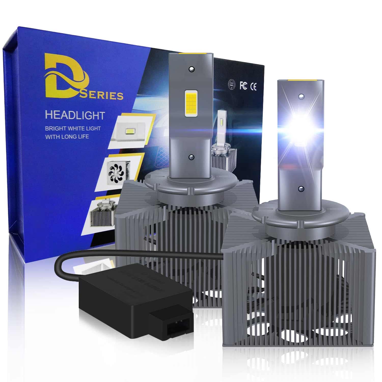 D3S LED Headlight Bulb Conversion Kit - 6000K Bright White 70W 20000LM - CANBUS Error Free - Plug & Play for D3S D3R D3C - OEM Xenon Replacement - Pack of 2 - Perfect for Night Driving & Enhanced Road Visibility
