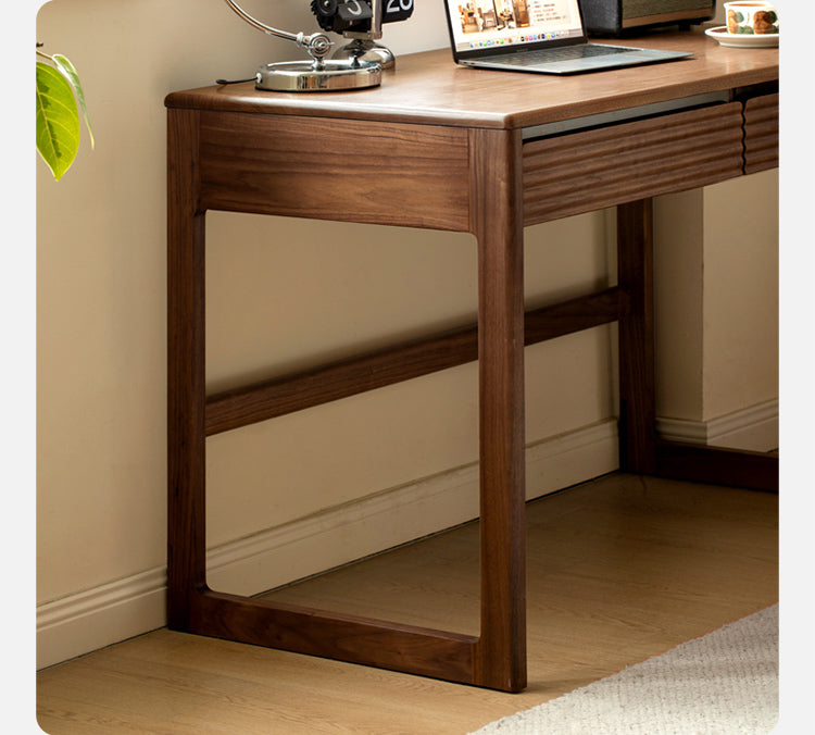 Premium Black Walnut Solid Wood Desk - Modern Nordic Style Home Office Desk for Study, Work & Writing - Durable & Stylish Workspace Solution