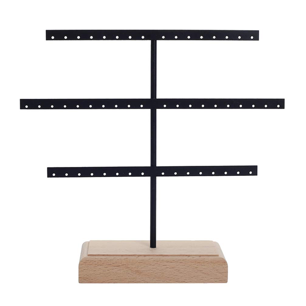 TOPBATHY 52 Hole Iron Earrings Display Stand - Jewelry Organizer for Dangle & Drop Earrings, Black Ring Holder with Shelving Brackets - Perfect for Boutique, Retail Store & Home Jewelry Organization
