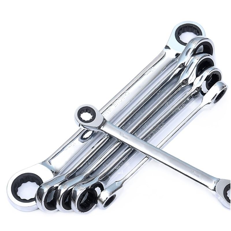 **8-27mm Chrome Vanadium Reversible Ratchet Wrench Set - Double Head Ratchet Spanner, 1 Piece (17-19mm) - Ideal for Automotive Repair, Plumbing & DIY Projects**