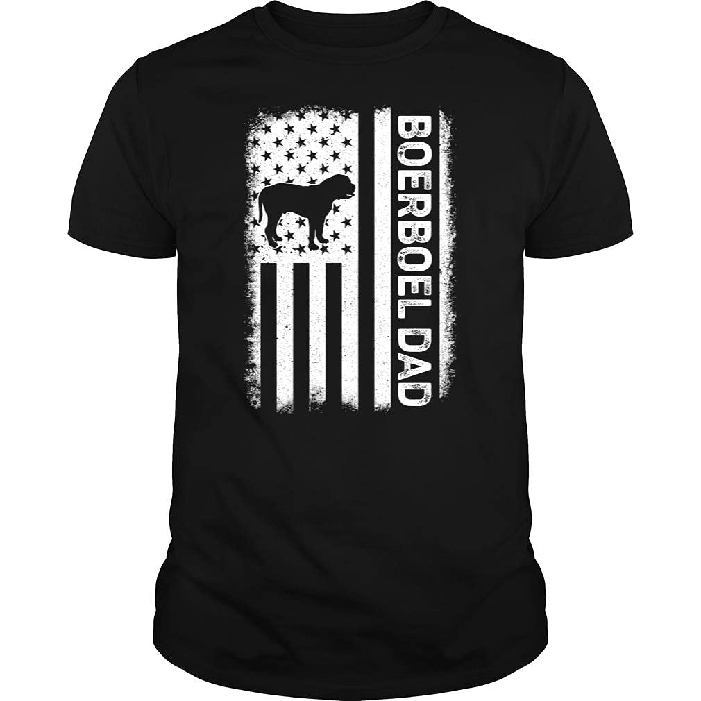 Boerboel Dad USA Flag T-Shirt - Unisex Cotton American Patriotic Dog Lover Tee for Men & Women - Perfect for Father's Day, July 4th & Dog Owner Appreciation