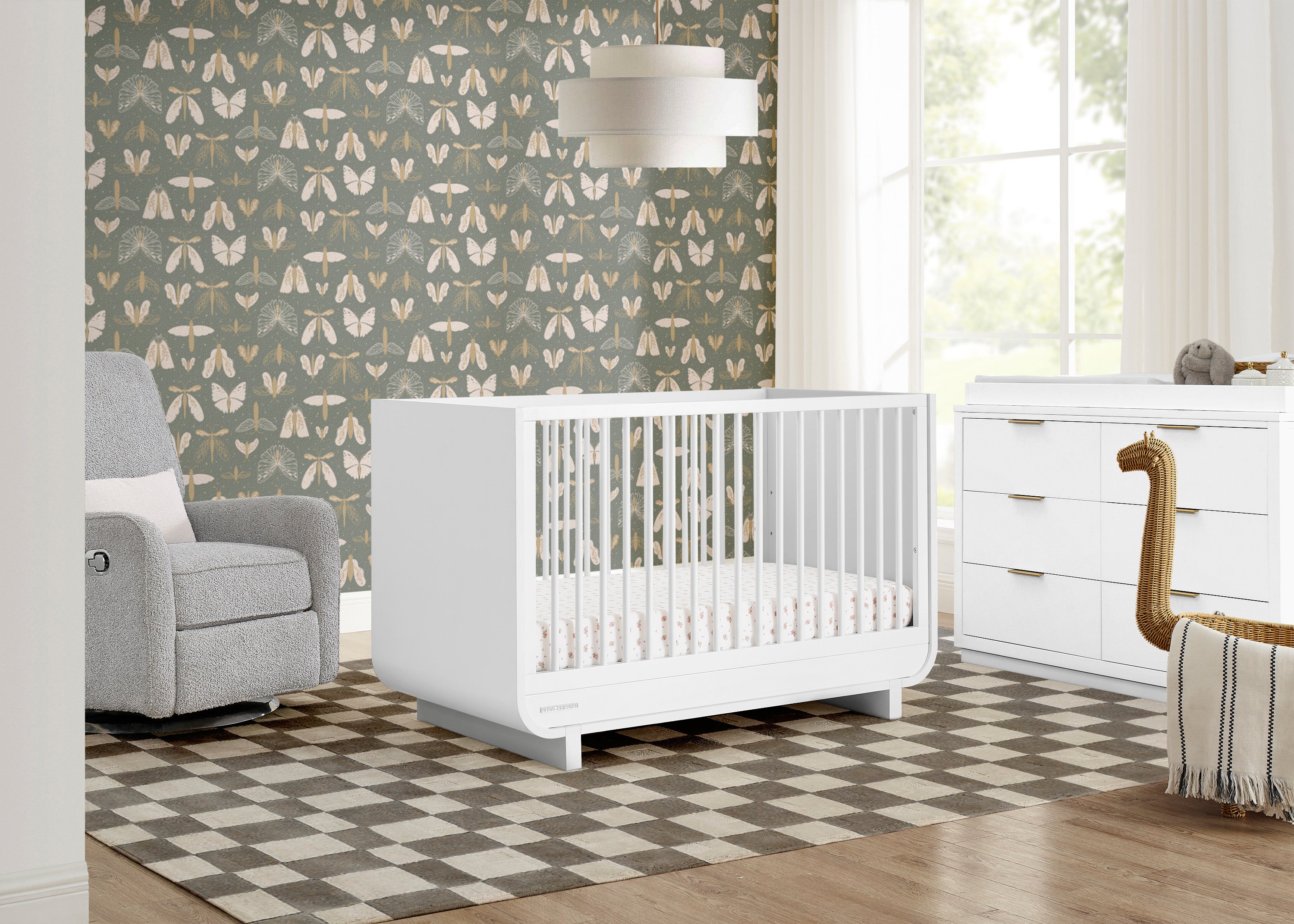 Rhodes 4-in-1 Convertible Baby Crib - Transition from Crib to Toddler Bed, Daybed & Full-Size Bed - Safe & Stylish Nursery Furniture for Newborns to Teens - Perfect for Bedrooms, Daycare Centers & Guest Rooms