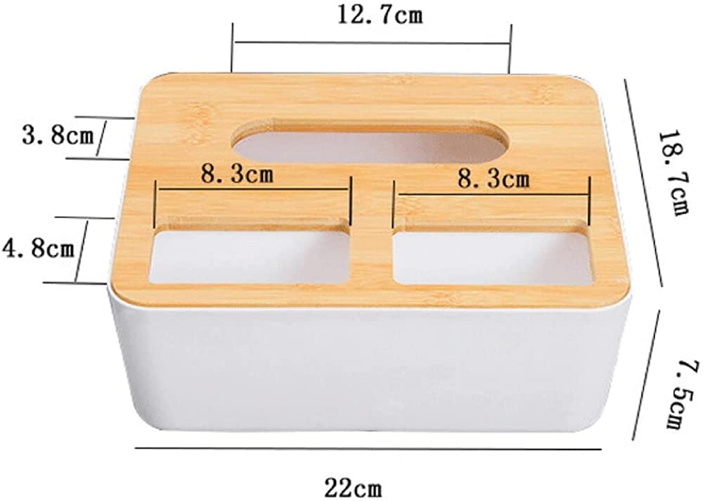Wooden Tissue Box with Lid - 3 Compartment Organizer for Office & Home | Toilet Paper Storage, Pen Holder & Makeup Brush Organizer | Perfect for Living Room, Bathroom & Office Desk Organization