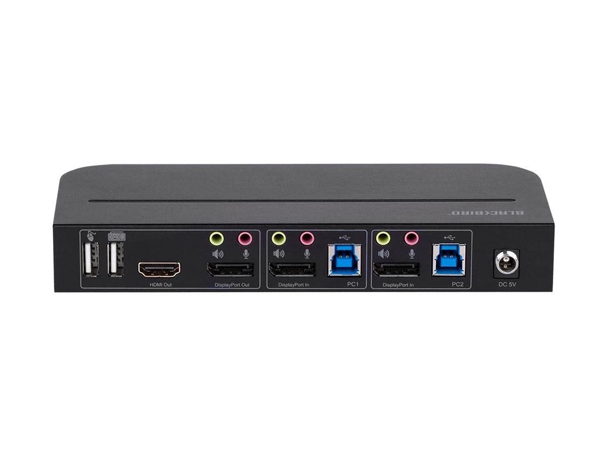 Monoprice Blackbird 4K 2x1 KVM Switch - DisplayPort 1.4 & USB 3.0 - 4K@60Hz HDR, YCbCr 4:4:4, HDCP 2.2 - Share Keyboard, Mouse, Monitor & Printer Between 2 Computers - Perfect for Home Office & Gaming Setup