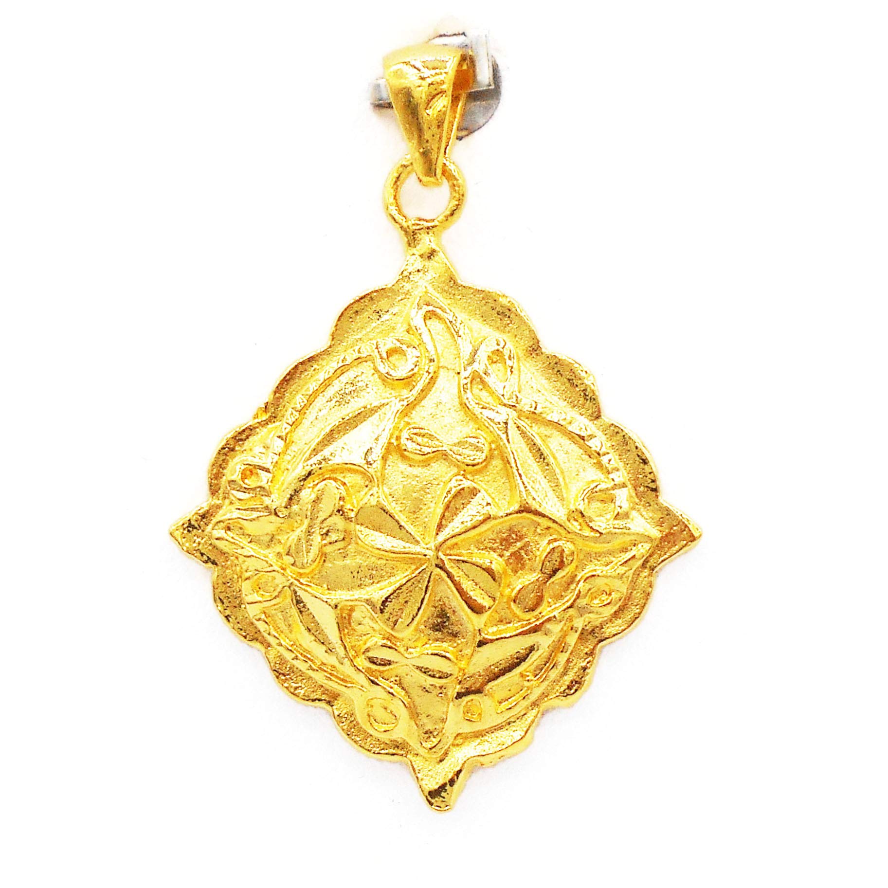 Vintage Style 18K 22K 24K Thai Baht Yellow Gold Plated Pendant Necklace for Women | Authentic Thai Costume Jewelry | Perfect for Parties, Weddings & Special Occasions