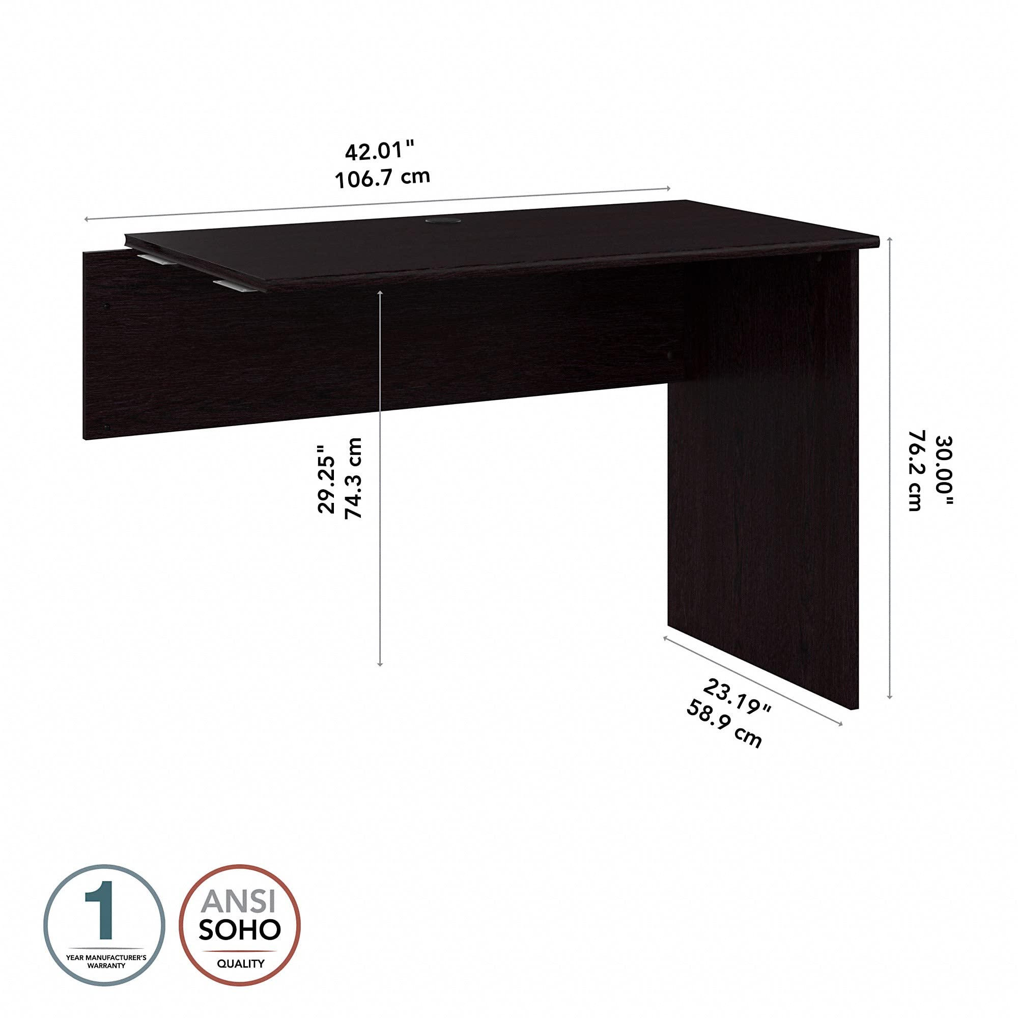 Bush Furniture Cabot 42-Inch Wide L-Shaped Computer Desk with Hutch in Espresso Oak Finish - Home Office Workstation for Small Spaces, Gaming & Remote Work Setup