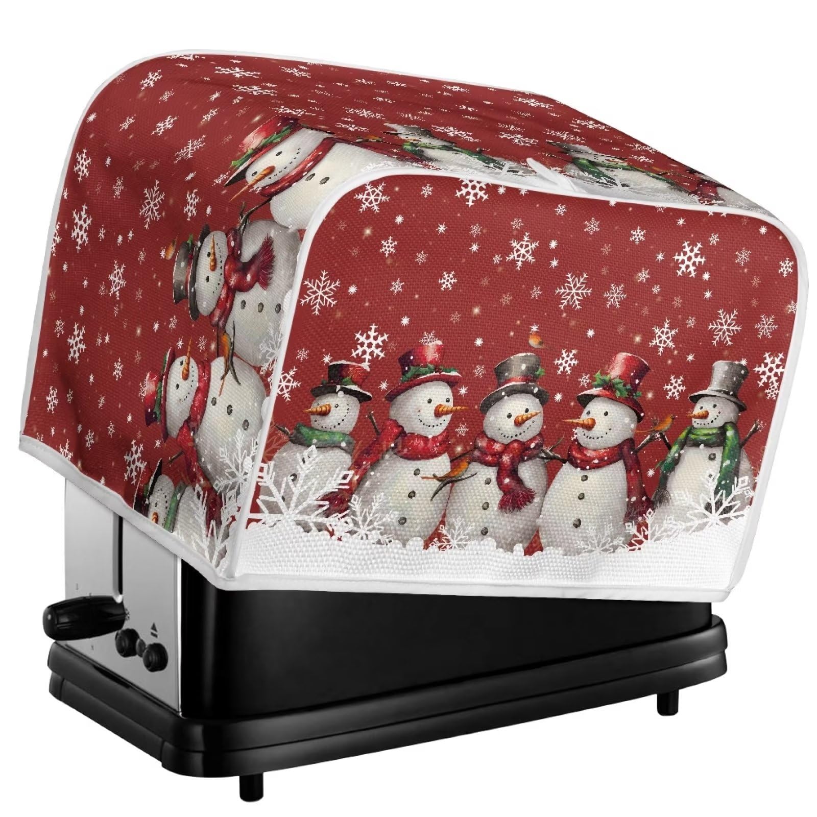 Christmas Snowman Printed Bread Machine Cover, 4 Slice Toaster Cover, Anti-Dust Kitchen Appliance Protector for Baking Accessories, Perfect for Holiday Kitchen Decor