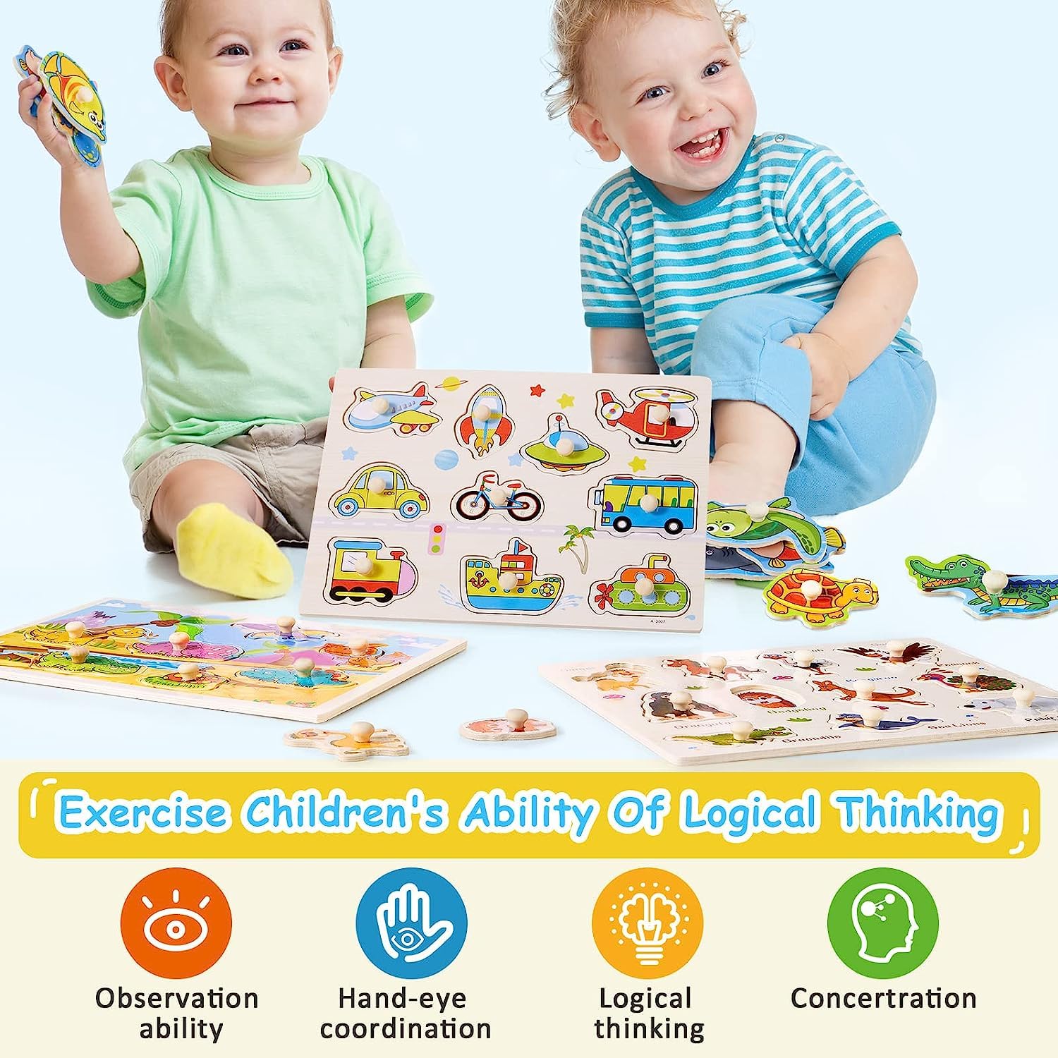 APPSTER Large Wooden Puzzle Toy Set for Kids & Adults - ABCs, Body Parts, Shapes & Colors - Educational Learning Board Game for Toddlers, Preschool & Family Fun - Perfect for Classroom, Homeschool & Playtime