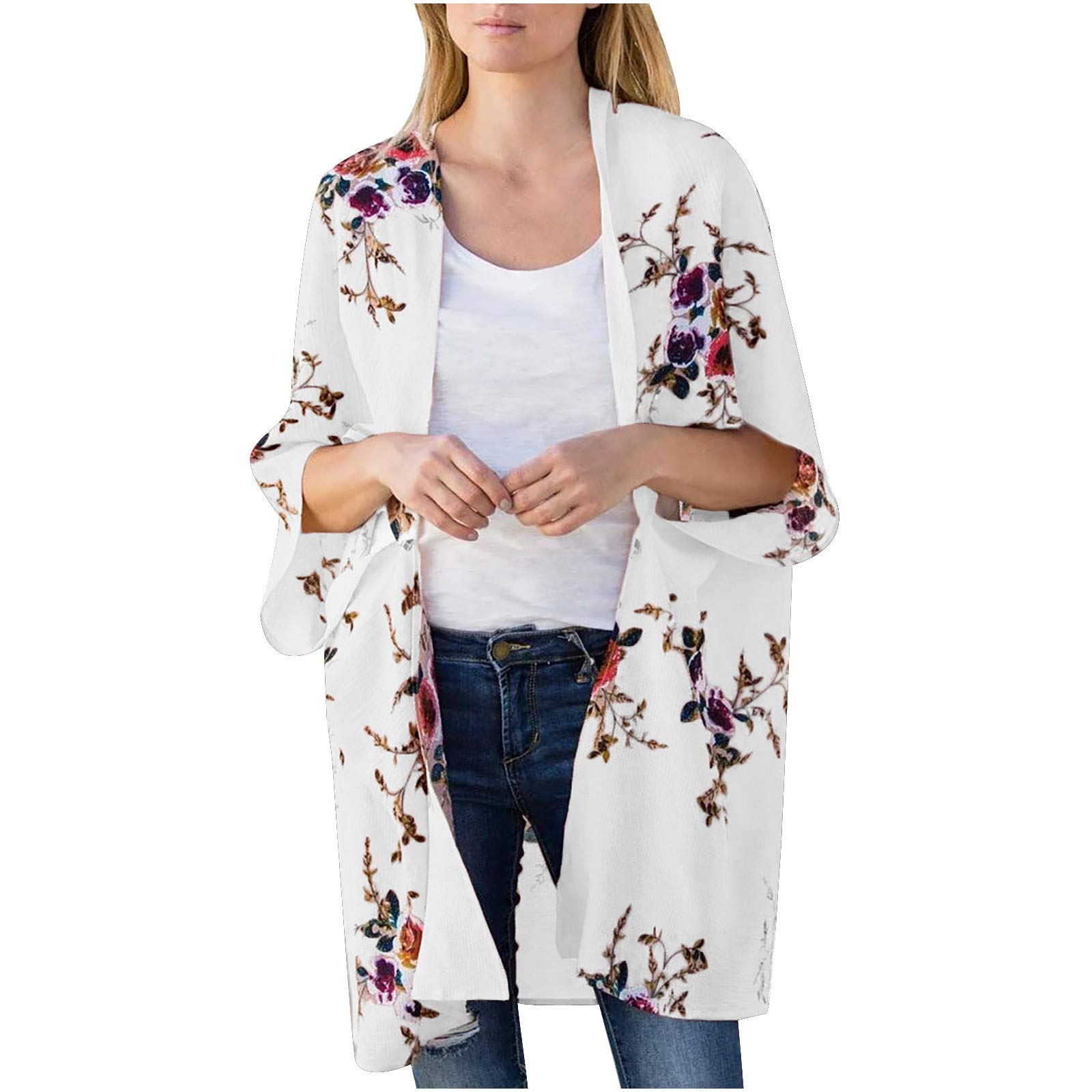 Lovor Women's Floral Kimono Duster Cardigan - Short Sleeve Oversized Beach Cover Up Cape for Plus Size | Swimwear Cover Up, Boho Summer Outfit, Poolside Lounge, Vacation Essentials