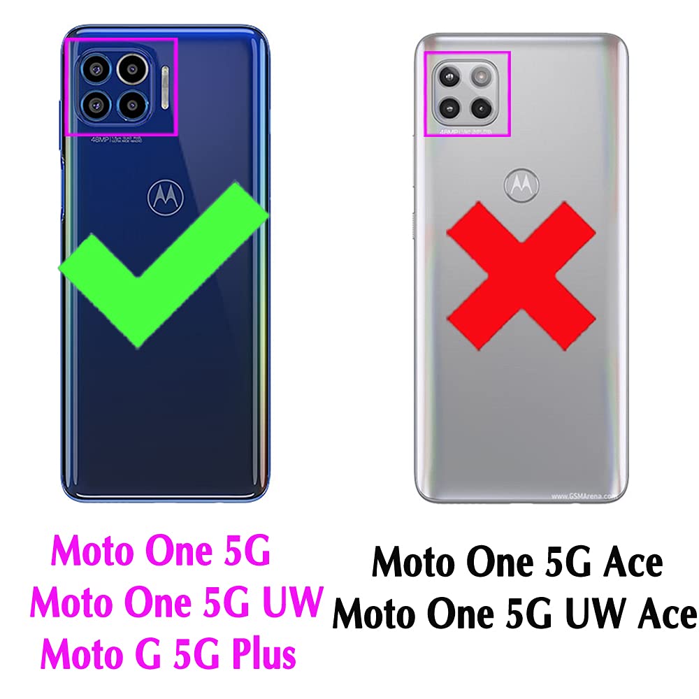 Premium Leather Wallet Case for Moto One 5G/One5G UW/Moto G 5G Plus - Flip Stand Cover with Card Holder, Wrist Strap & Lanyard - Compatible with Motorola One Lite XT2075-1 (Blue) - Perfect for Work, Travel & Everyday Use