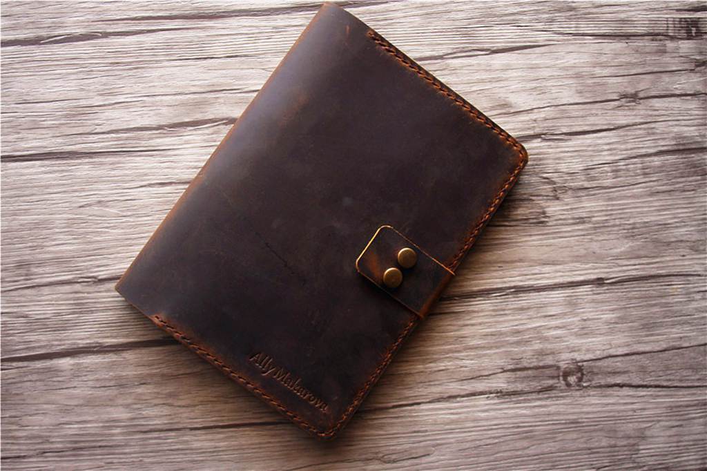 Personalized Brown Leather A5 Refillable Notebook Cover Holder - Custom Name Journal Organizer for Office, Travel & Gift Giving