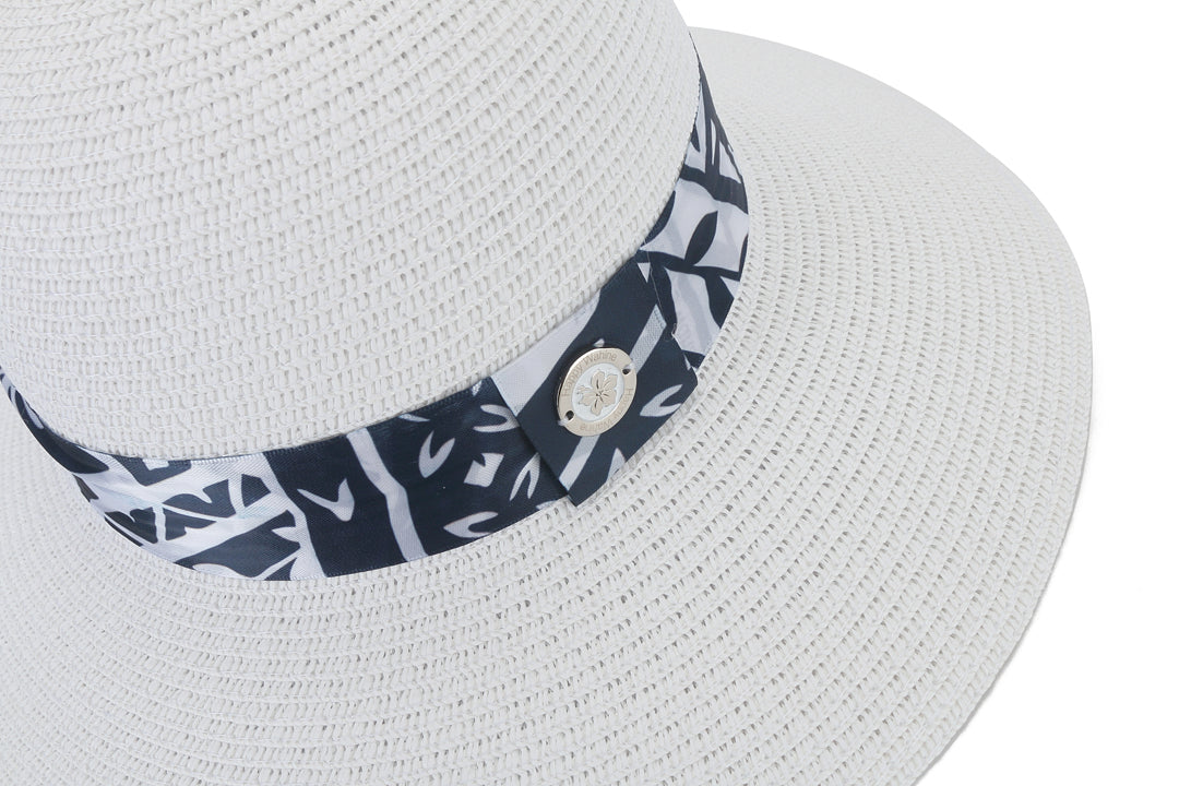 Orchid White Tapa Navy Hat for Women - Stylish Summer Sun Hat for Beach, Outdoor, and Travel Accessories