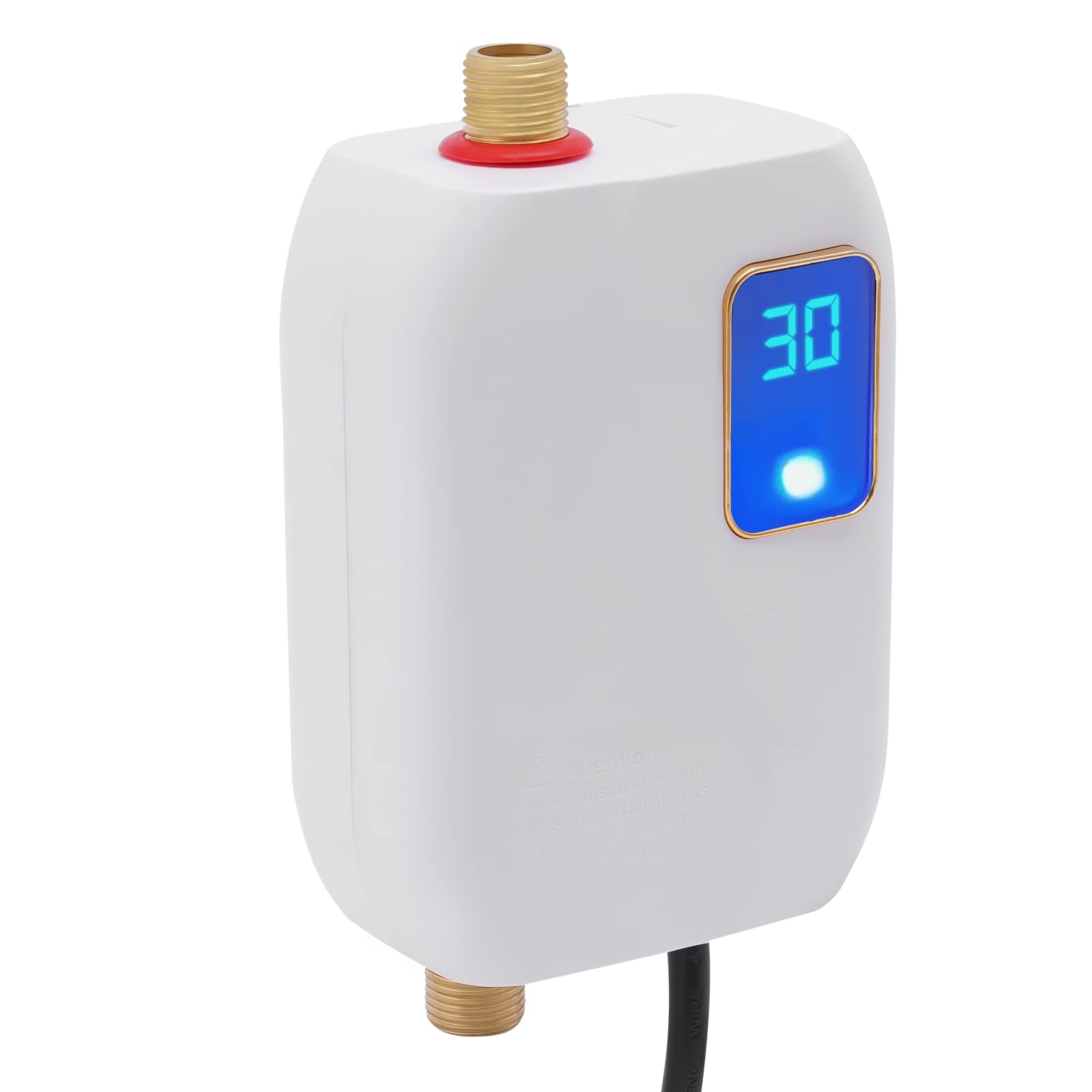 3kW 110V Electric Tankless Water Heater with LED Display - Instant On-Demand Hot Water for Under Sink Installation in Kitchen, Bathroom & Washing Areas (White) - Perfect for Small Homes, Apartments & RVs