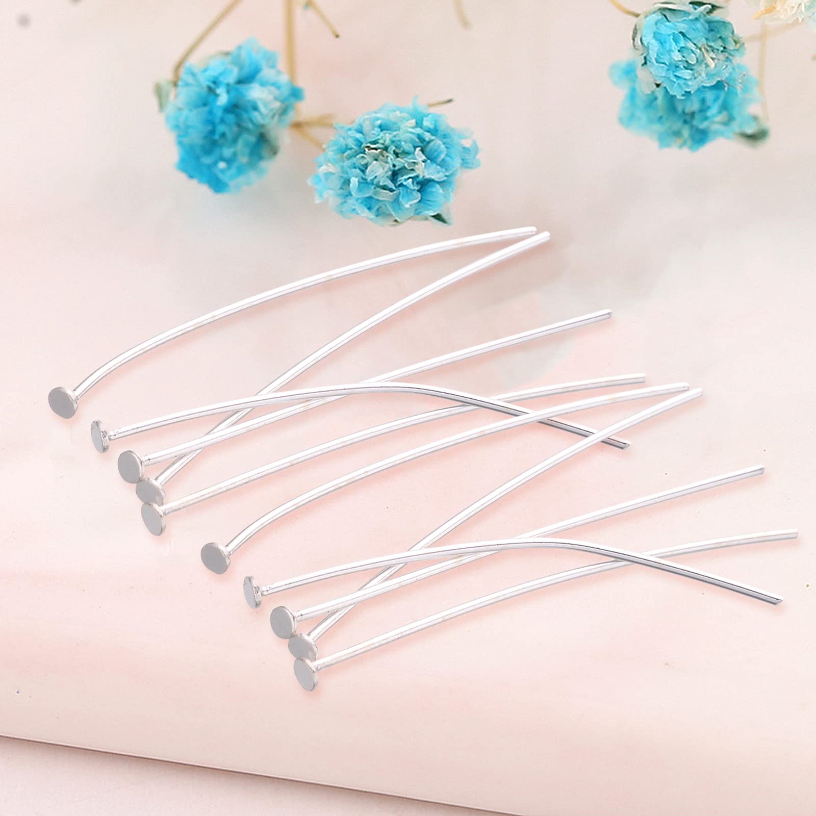 40Pcs Sterling Silver Flat Head Pins 2.5cm for DIY Jewelry Making - Earrings, Necklaces & Bracelets Findings - Perfect for Crafting, Beading and Jewelry Repair Projects