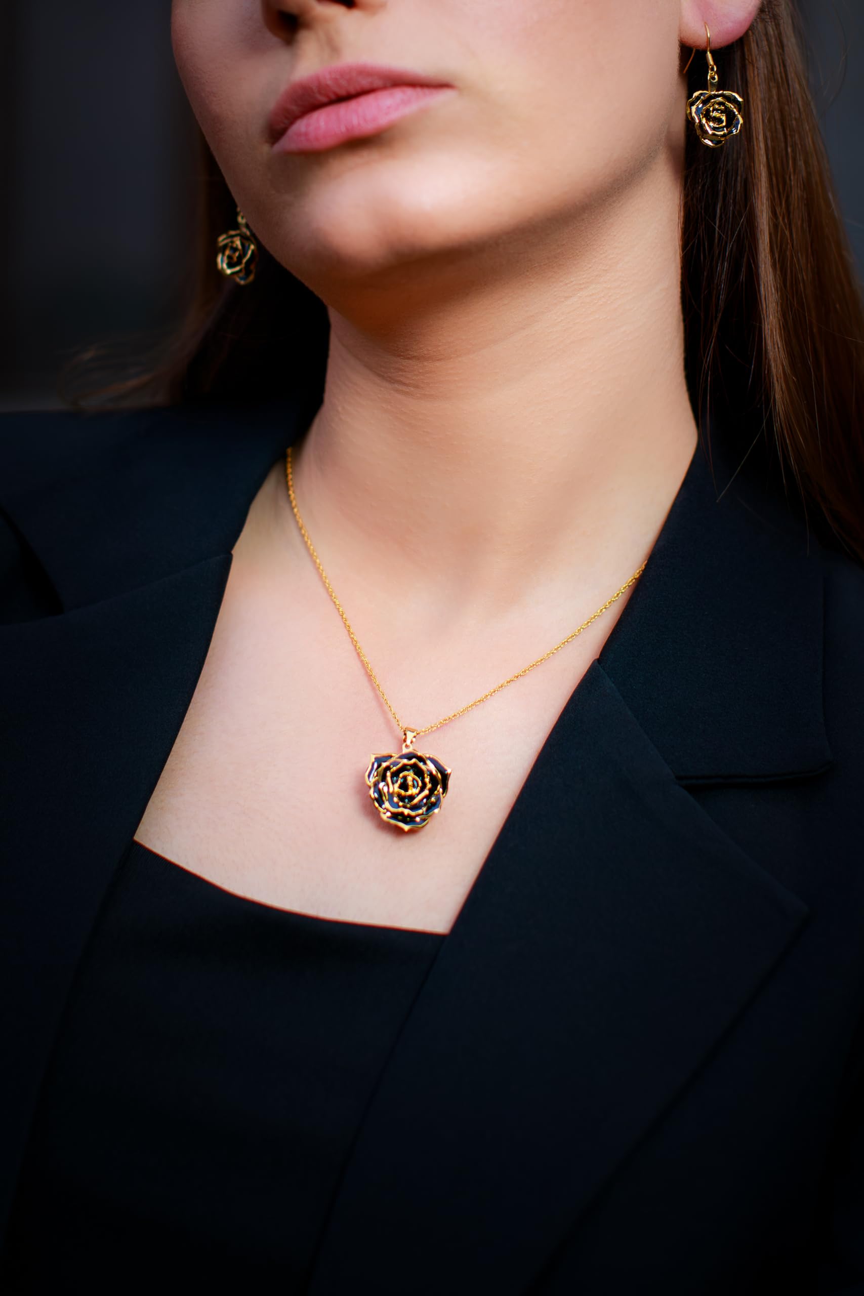 24K Gold Dipped Eternal Rose Necklace - Real Preserved Flower Jewelry for Women, Anniversary Gift, Valentine's Day Present, Romantic Keepsake for Weddings & Special Occasions