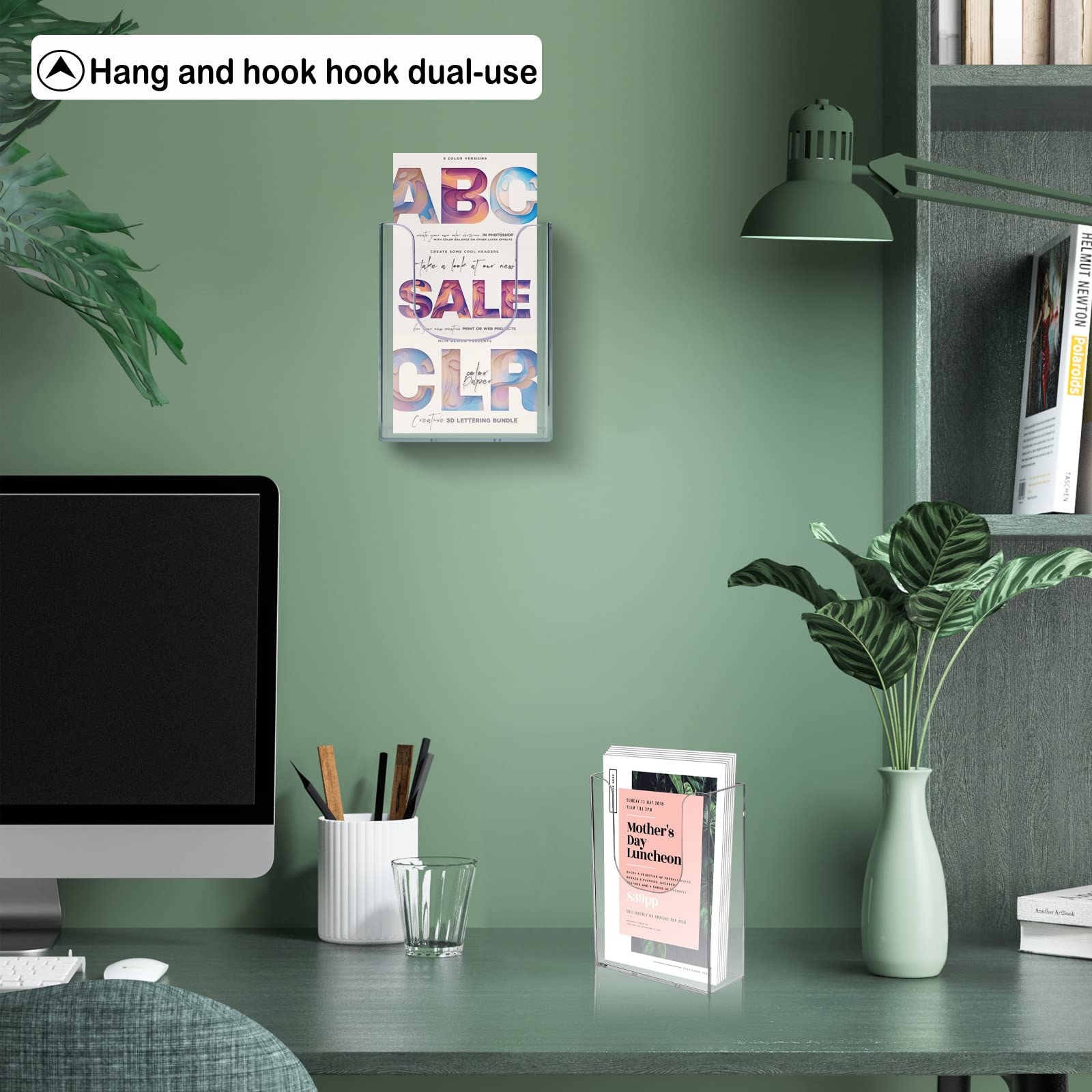 Zavekia 4 x 6 Inches Clear Wall Mount Brochure Holder - 6 Pack for Offices, Restaurants, Hotels & Retail Stores - Durable Literature & Flyer Display Organizer