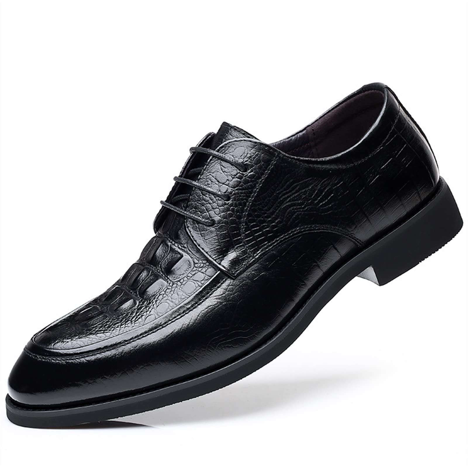 Premium Men's Oxford Dress Shoes - Leather Lace-Up Derby Shoes with Slip-Resistant Block Heel | Formal & Business Attire | Comfortable for Office, Wedding & Special Occasions