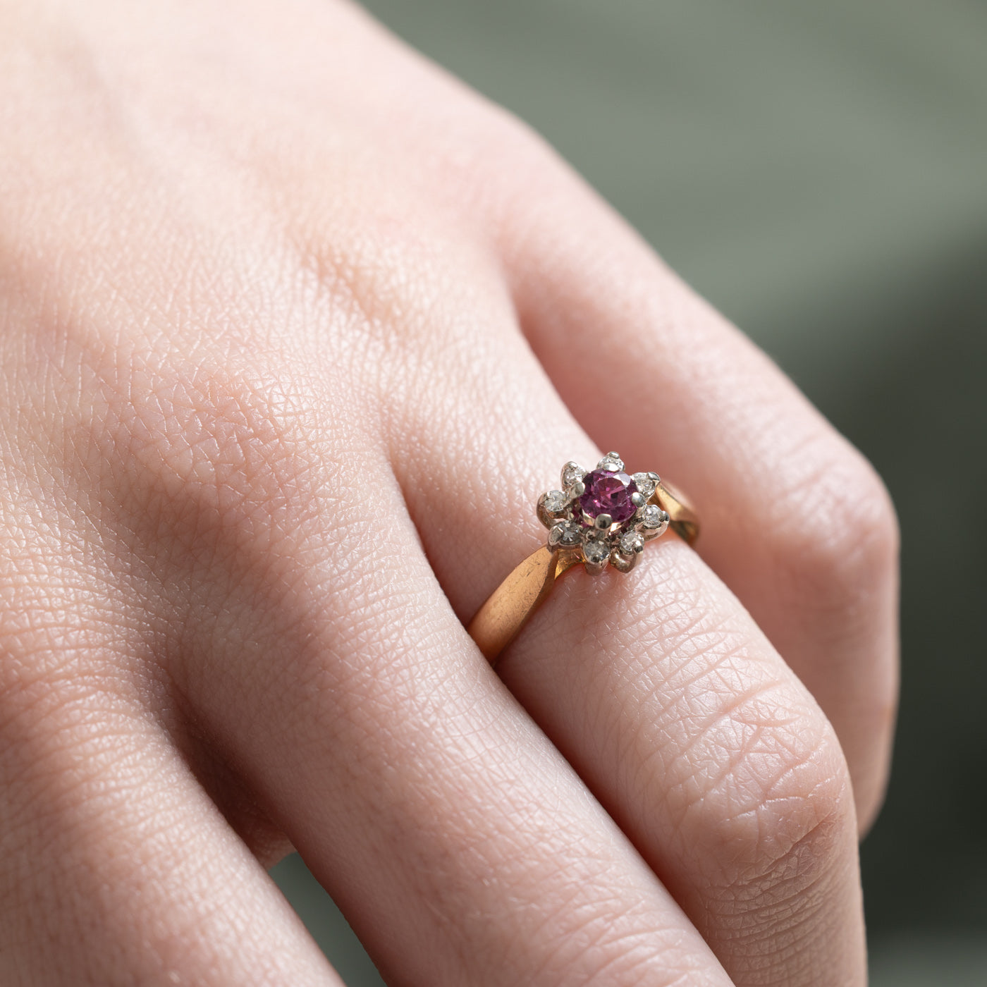 Ruby & Diamond Petal Ring - 0.25ct Center Stone & 0.08ctw Accents - Size 6.25 - Elegant Floral Jewelry for Women - Perfect for Weddings, Anniversaries & Special Occasions