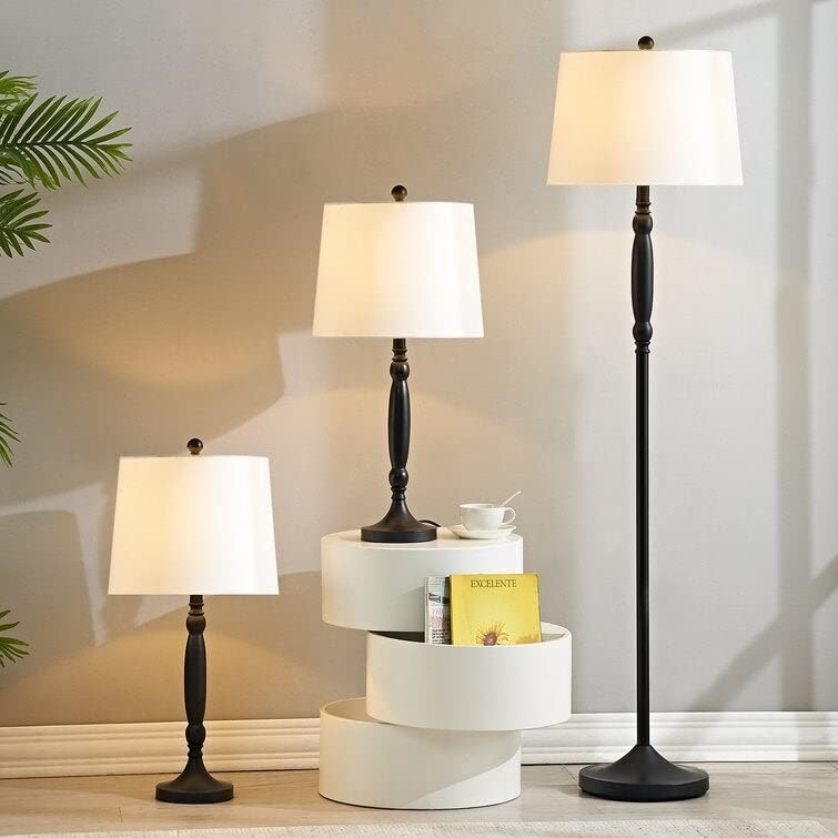 3-Piece Black Modern Floor Lamp Set - Energy Efficient LED Standing Lamps for Living Room, Bedroom & Office Decor