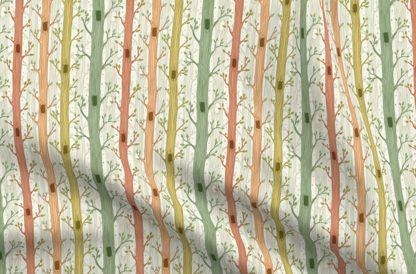 Spring Forest Woodland Green Nursery Fabric - Gender Neutral Nature Trees Printed on Petal Signature Cotton by The Yard - Perfect for Sewing, Quilting, Apparel, Crafts & Home Decor | Ideal for Baby Nurseries, DIY Projects & Eco-Friendly Fashion