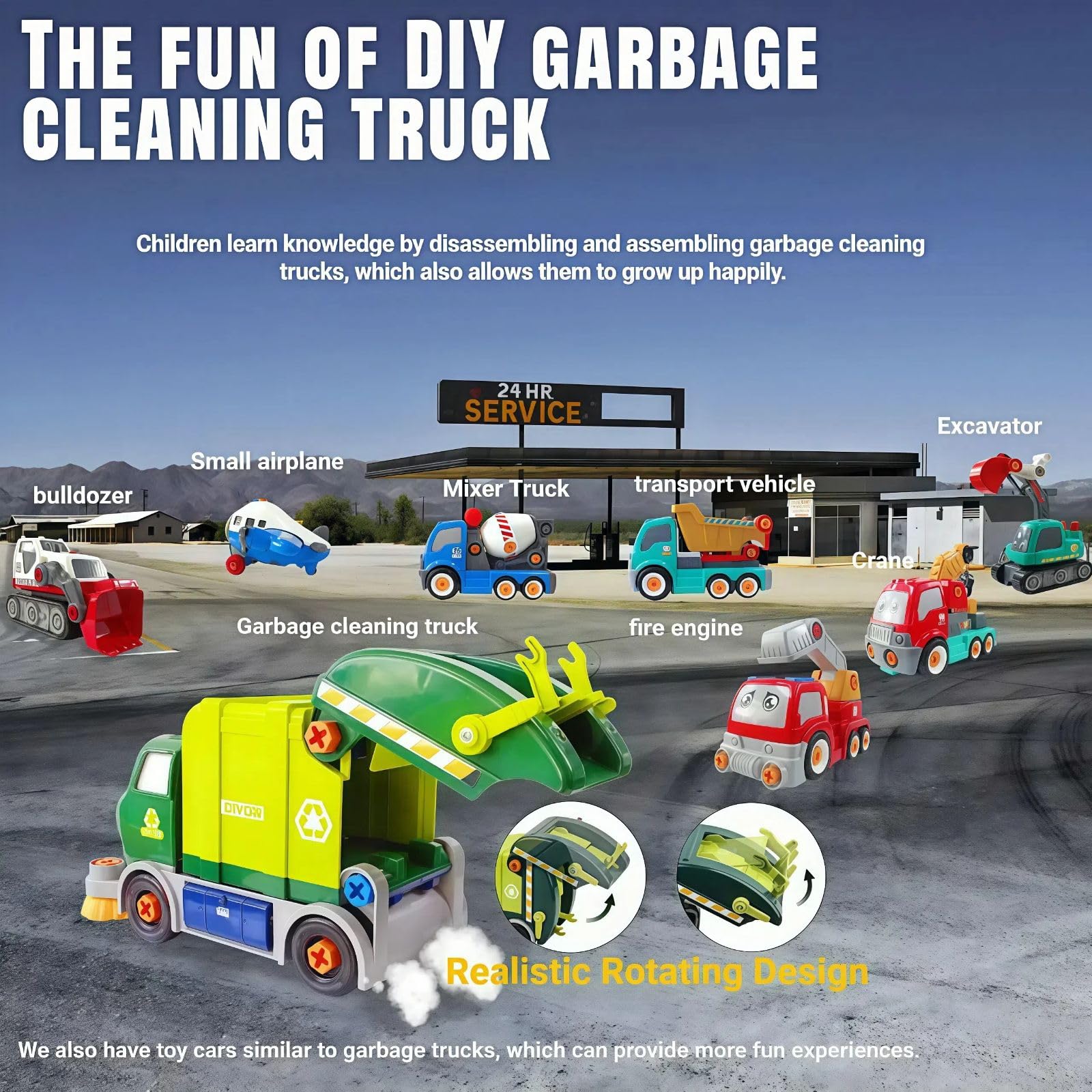 Take Apart Toy Garbage Truck - 29-Piece STEM Building Set with Electric Screwdriver, DIY Construction Vehicle Toy for Kids Ages 3+, Educational Birthday Gift for Boys & Girls - Perfect for Pretend Play & Learning Recycling Concepts