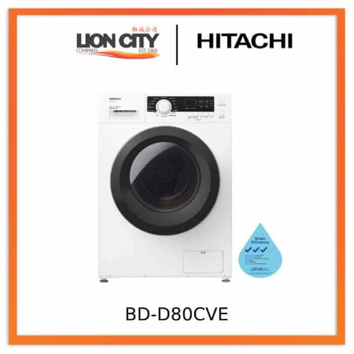 Hitachi BD D80CVE 8kg/6kg Front Load Washer Dryer Combo - Energy Efficient Laundry Machine for Apartments & Small Homes