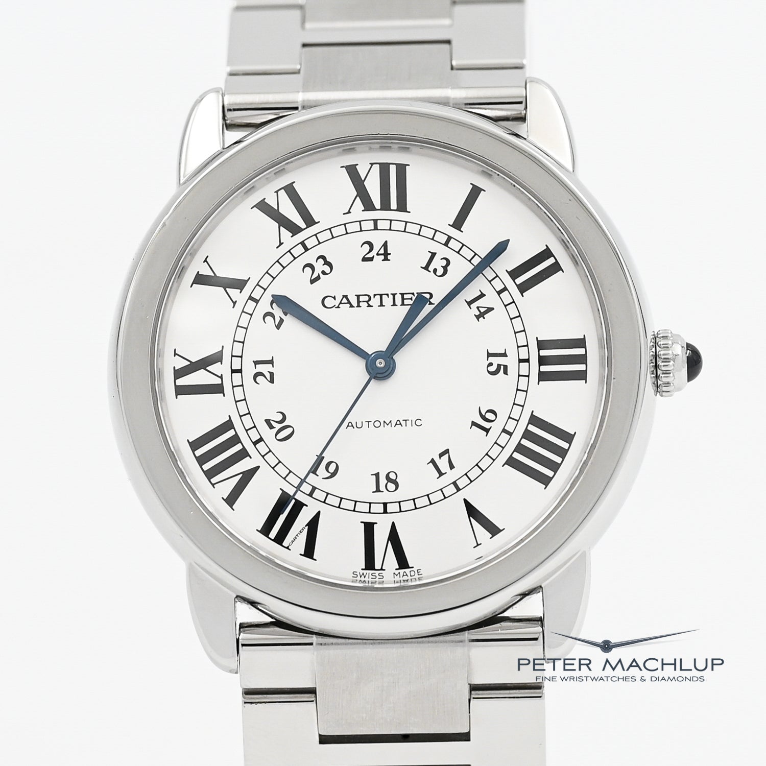 Cartier Rondo Solo Automatic Watch for Men - Luxury Stainless Steel Dress Watch with Date Display | Perfect for Business, Formal Events & Gifting