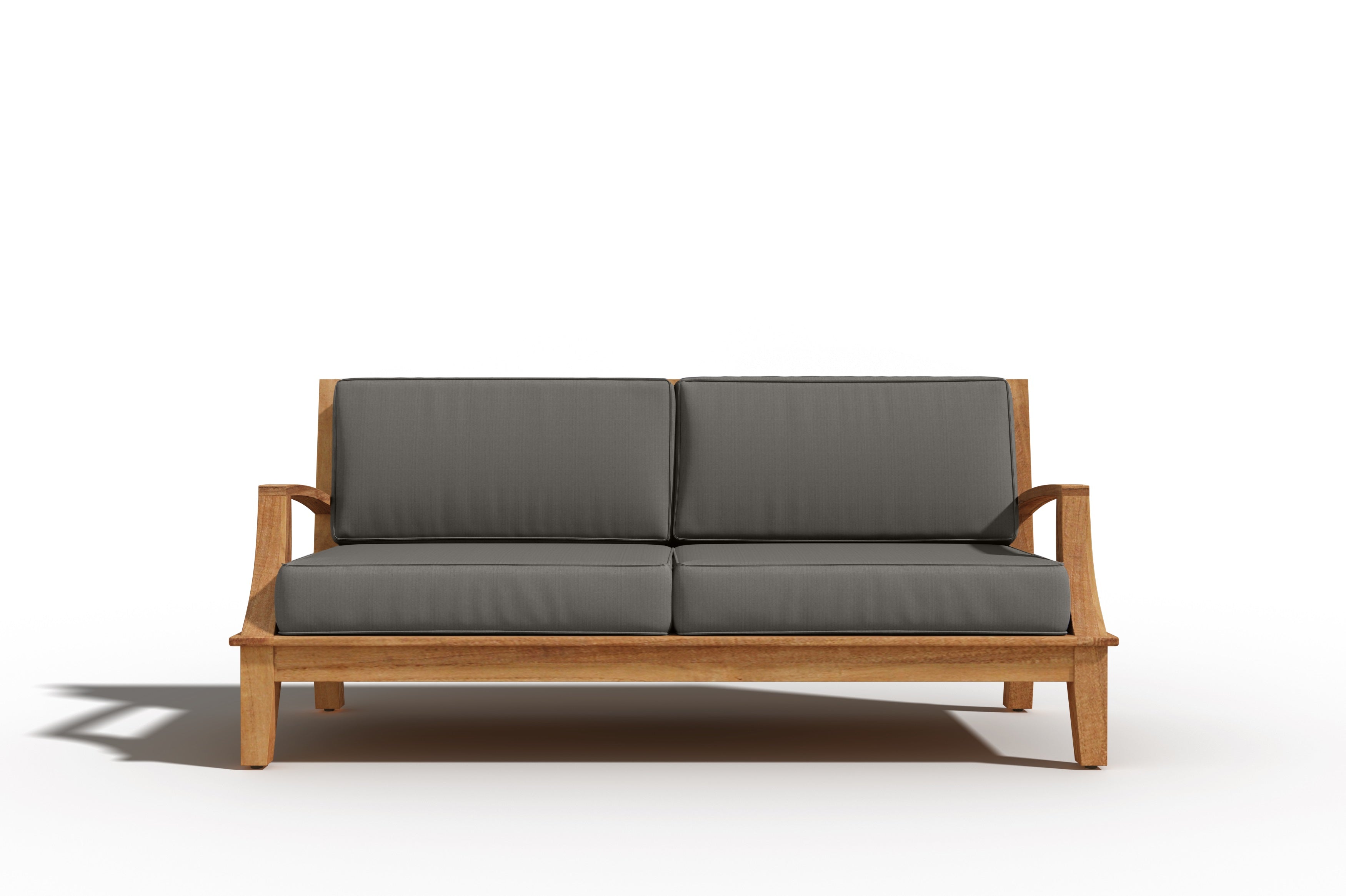 Eliane 3-Person Teak Outdoor Sofa with Sunbrella Charcoal Cushion - Waterproof Patio Furniture for Garden, Poolside & Backyard Relaxation