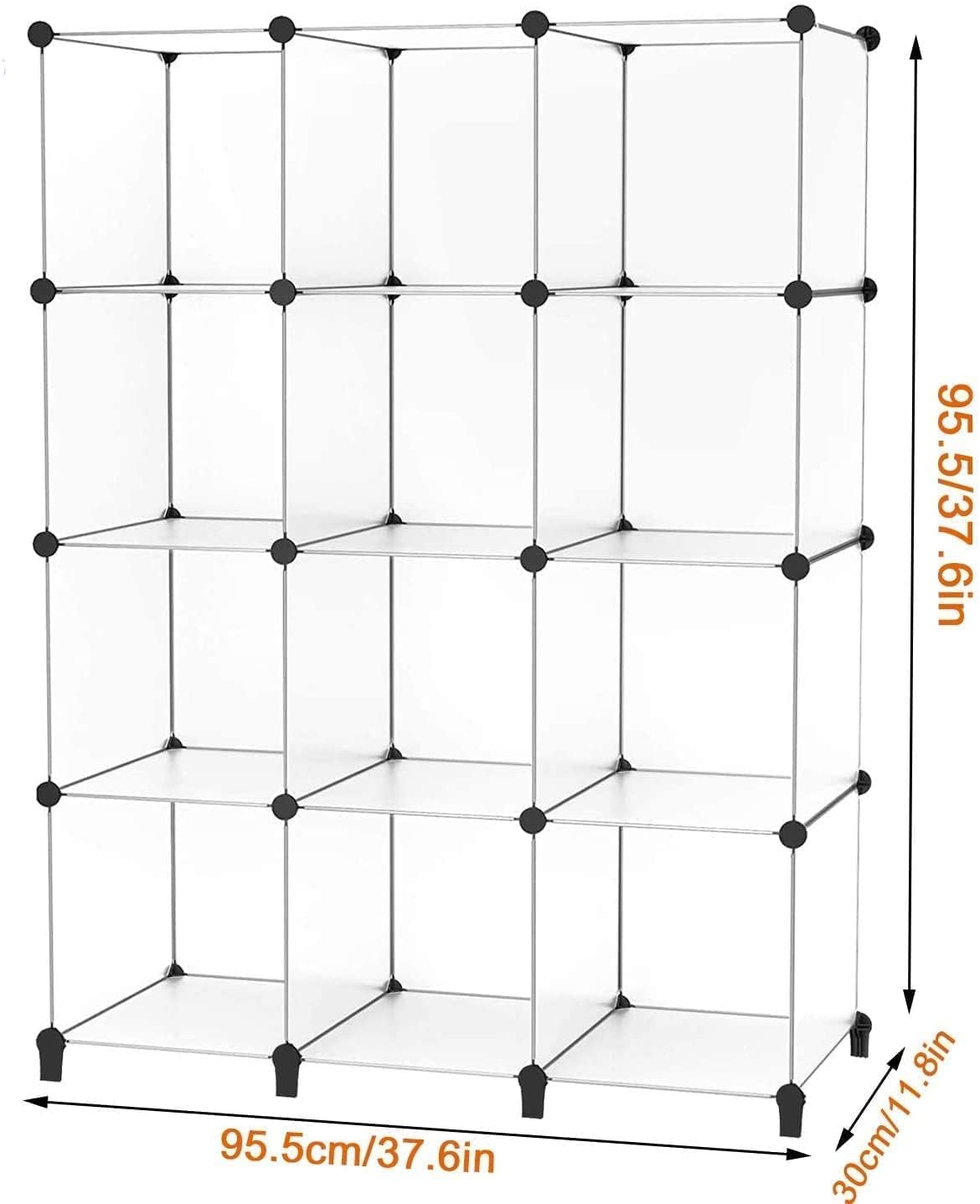 HOMIDEC 12-Cube Closet Organizer & Storage Shelf - Portable Closet Organizer for Kids Clothing, Bedroom, Bathroom & Office - 11.8x11.8x11.8 Inch Transparent Storage Cubes - Perfect for Small Space Organization & Home Decor