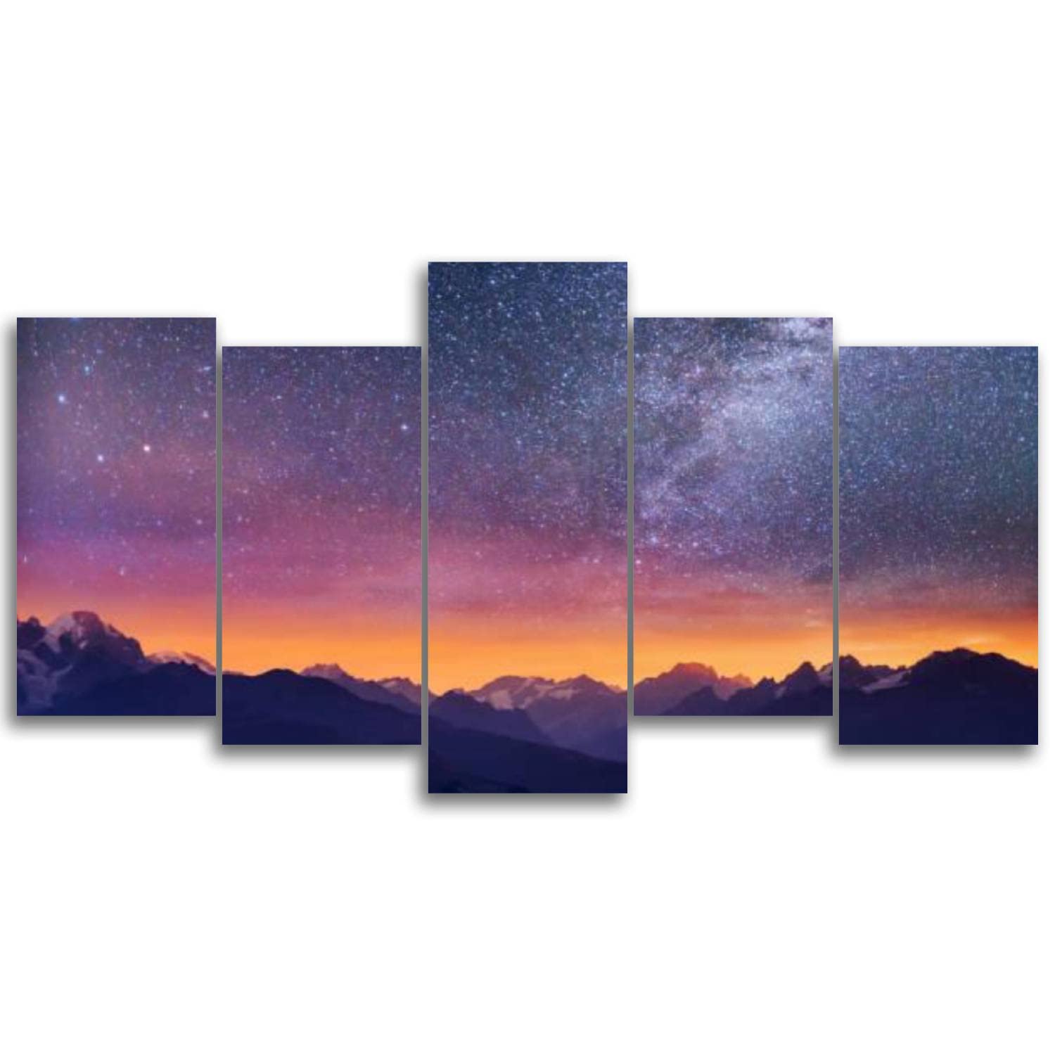 5-Panel Canvas Wall Art - Abstract Mountain Sky Landscape Painting Print, Goulet Georgia Svaneti Europe Scenery, Thick Textured Wall Decor for Living Room & Bedroom | Perfect for Modern Home & Office Decoration
