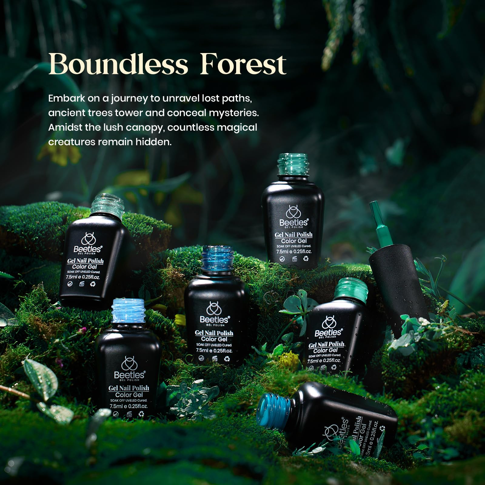 Beetles Green Gel Nail Polish Set - 6 Colors Forest Dark Green Soak Off UV LED Gel Polish Kit for DIY Manicure | Home & Salon Use | Perfect for Fall/Winter Nail Art & Special Occasions