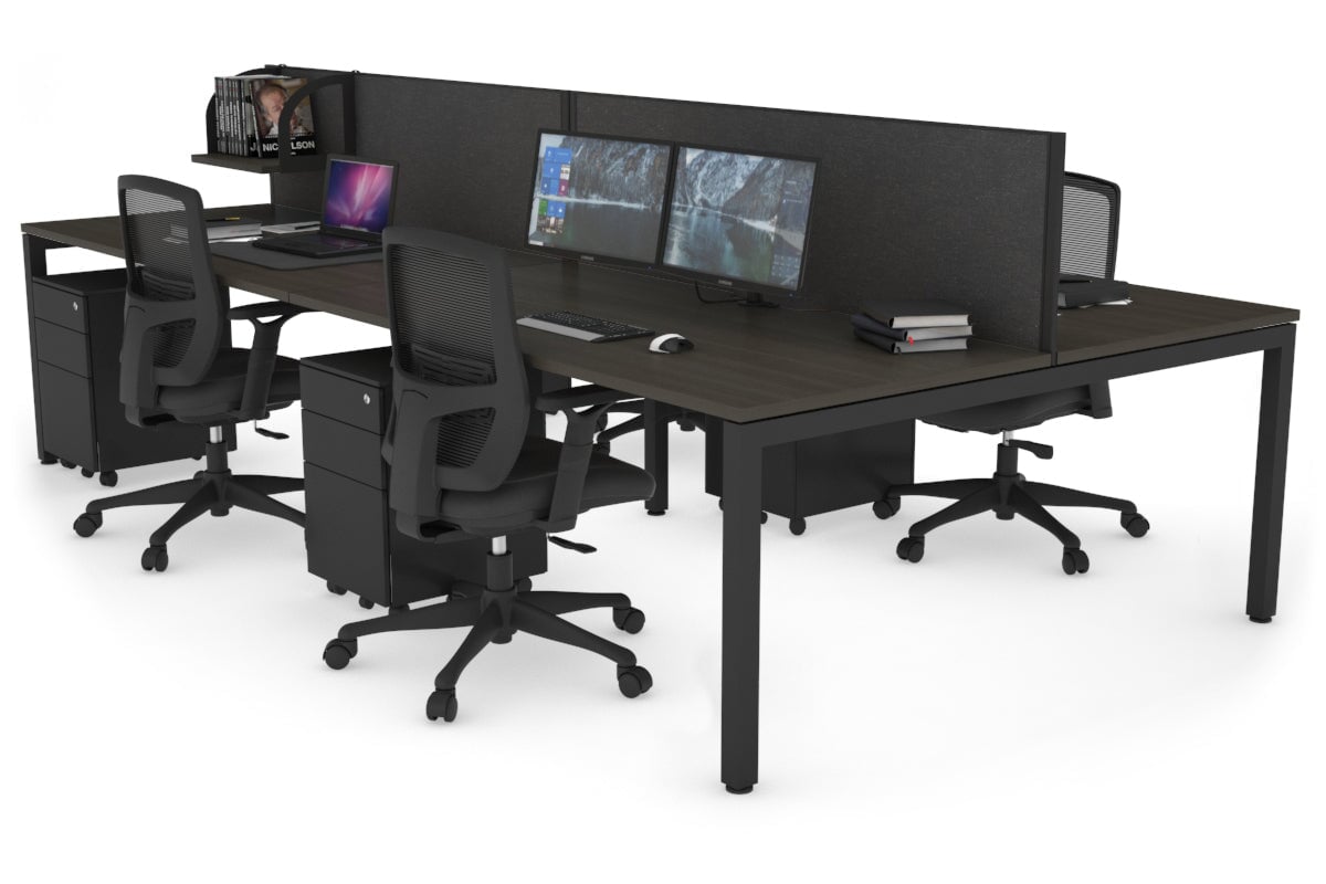 4-Person Office Workstation with Quadro Square Legs - 1800L x 800W Desk with Cable Management Scallop | Perfect for Collaborative Workspaces & Open Office Environments