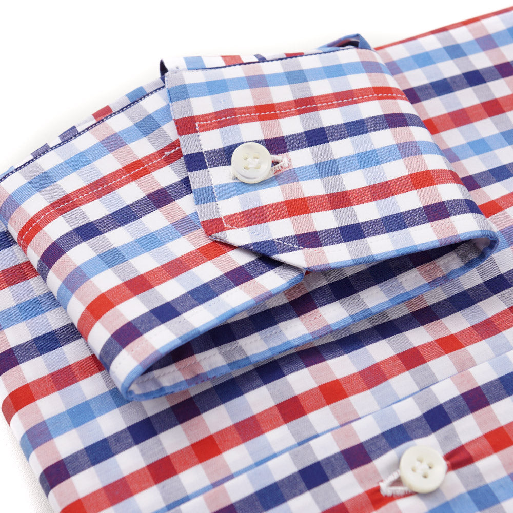 Premium Cotton Checkered Shirt for Men - Blue & Red Plaid Button Down Shirt - Casual & Business Wear - Perfect for Office, Date Night & Outdoor Activities