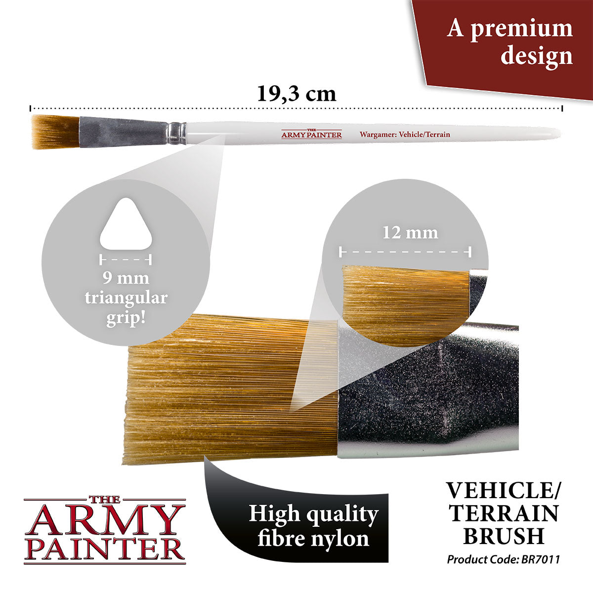 Wargamer Brush Set for Vehicles & Scenery - Premium Miniature Painting Brushes for Warhammer, Model Kits & Diorama Building - Perfect for Hobbyists & Tabletop Gamers