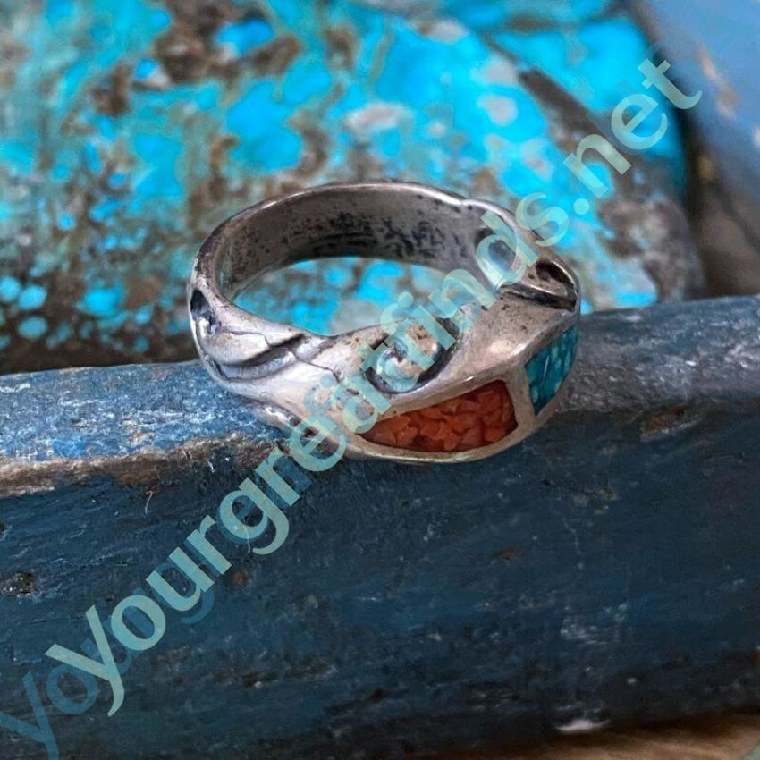 Turquoise Chip Mosaic Sterling Silver Ring Size 5 - Perfect for Boho Jewelry, Gift Giving & Everyday Wear