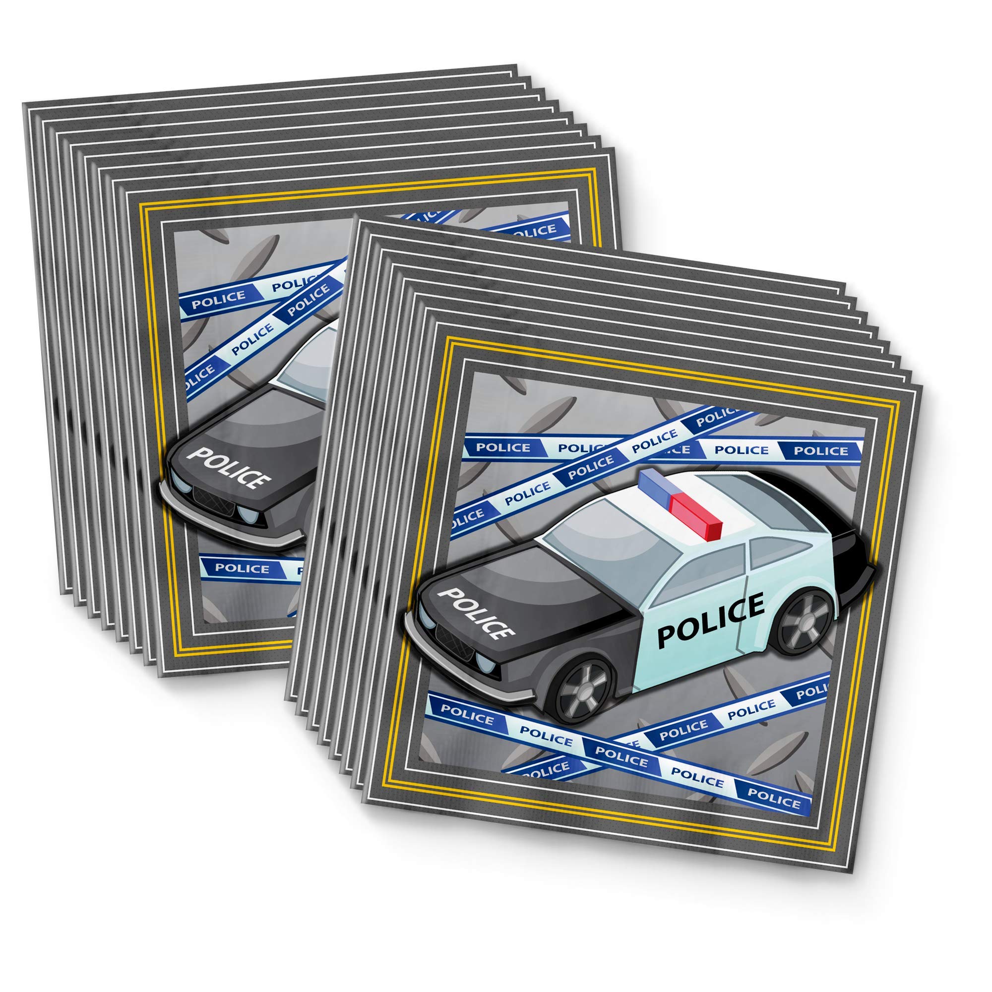 Police Birthday Party Supplies Set - 16-Piece Tableware Kit with Plates, Napkins & Cups for Cop Themed Celebrations, Office Parties & Kids' Events