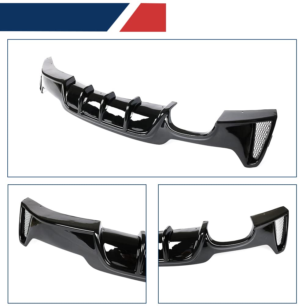 BMW 4 Series F32 F33 F36 Rear Diffuser (2013-2018) - Gloss Black Bumper Lip Spoiler for 435i 420i 440i M-Sport Models | Quad Exhaust Twin Outlet | Enhances Aerodynamics & Sporty Look for Coupe & Convertible Models