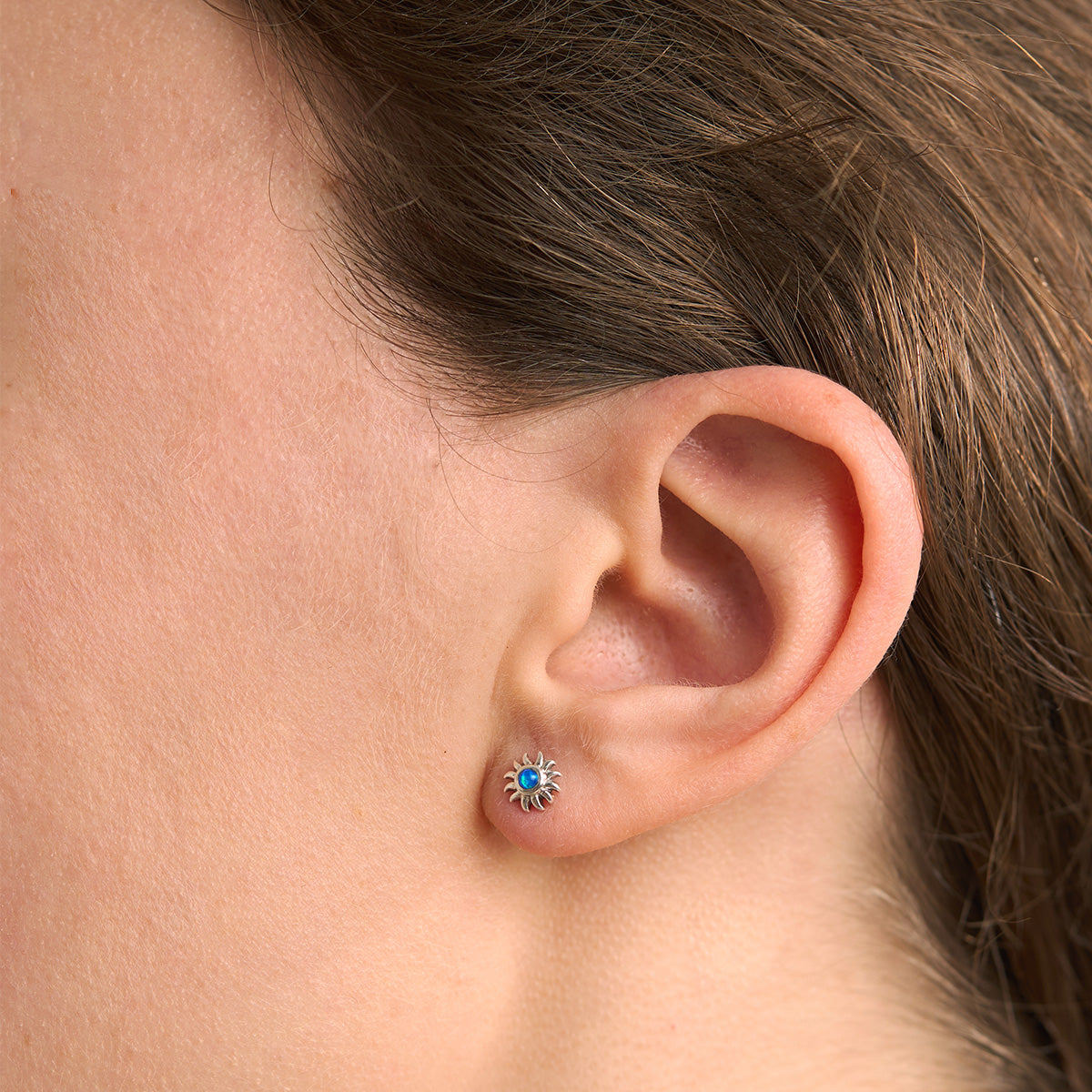 Sunshine Blue Opal Stud Earrings – Dainty & Elegant Jewelry for Women | Perfect for Everyday Wear, Parties & Gifts