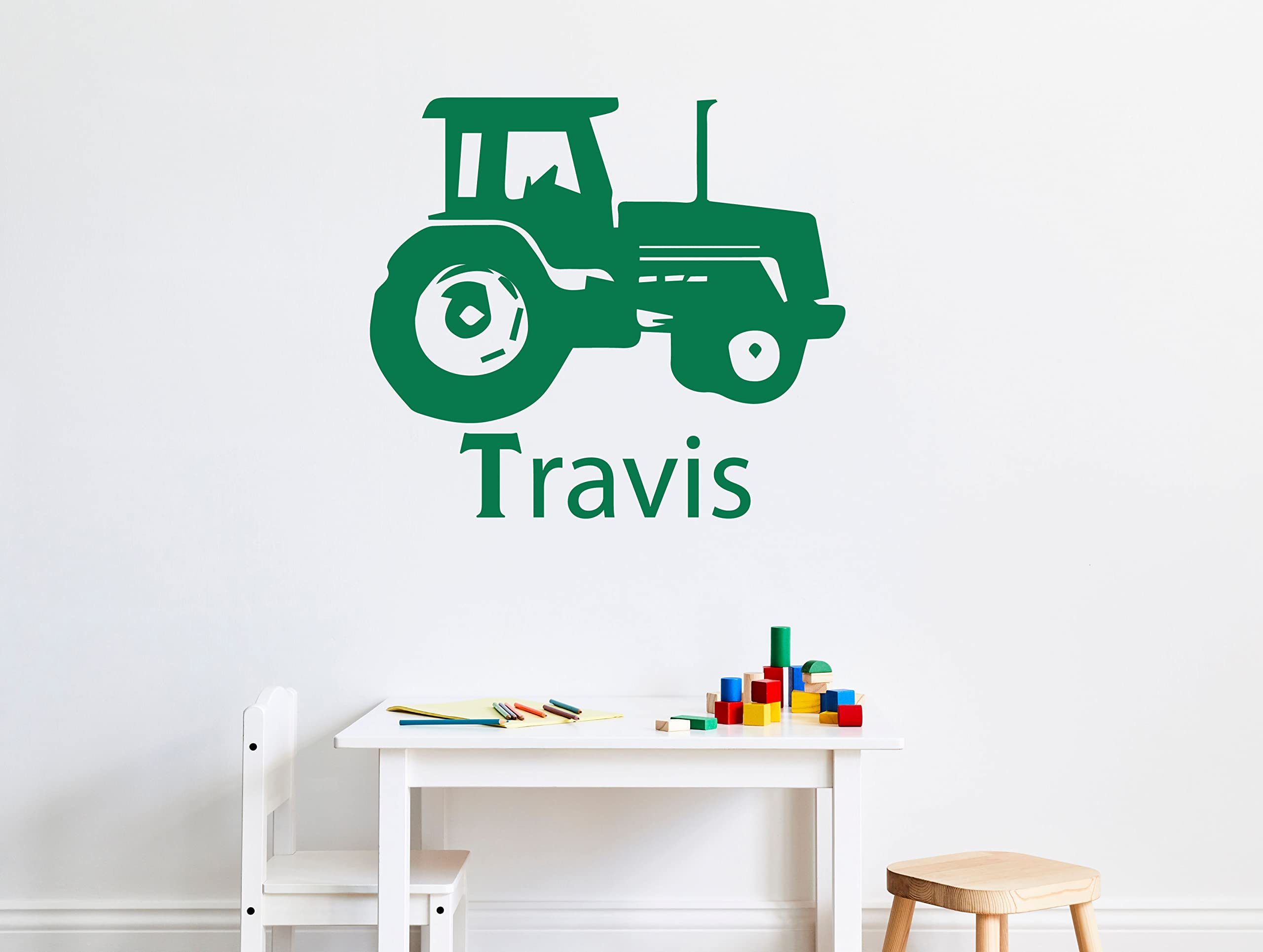 Custom Tractor Vinyl Wall Decal - Personalized Name Home Decor for Bedroom, Nursery, Barn & Game Room - Removable Wall Sticker - Perfect for Farmhouse, Kids Room & Man Cave Decor