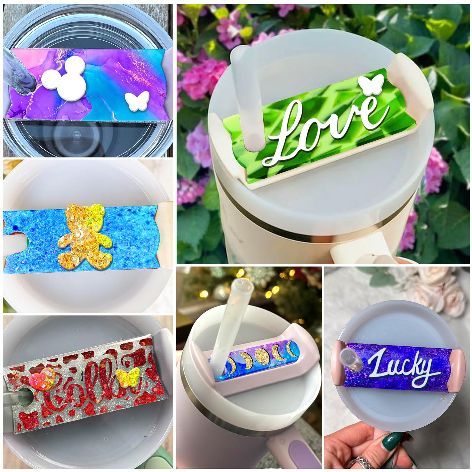 BABORUI Mini Silicone Molds for Resin - Bow, Mouse Head, Bear & Flower Epoxy Resin Molds | DIY Charm Molds for Tumbler Lids, Name Plates & Jewelry Making | Perfect for Crafting, Home Decor & Gift Accessories