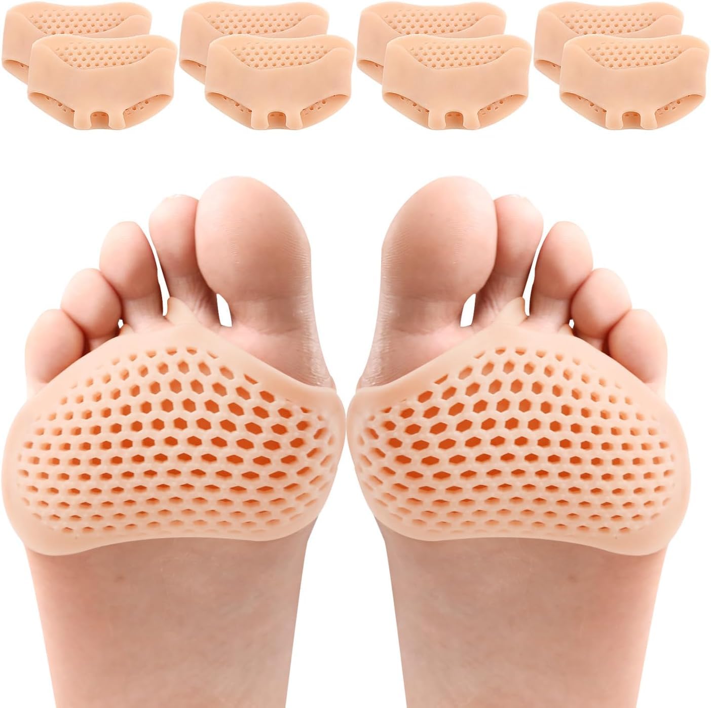 CSOK Metatarsal Pads 2 Pairs - Ball of Foot Cushions for Women & Men - Pain Relief Shoe Inserts for Bunions & Forefoot Support - Comfortable Foot Pads for All-Day Wear (Beige) - Perfect for Running, Walking & High Heels